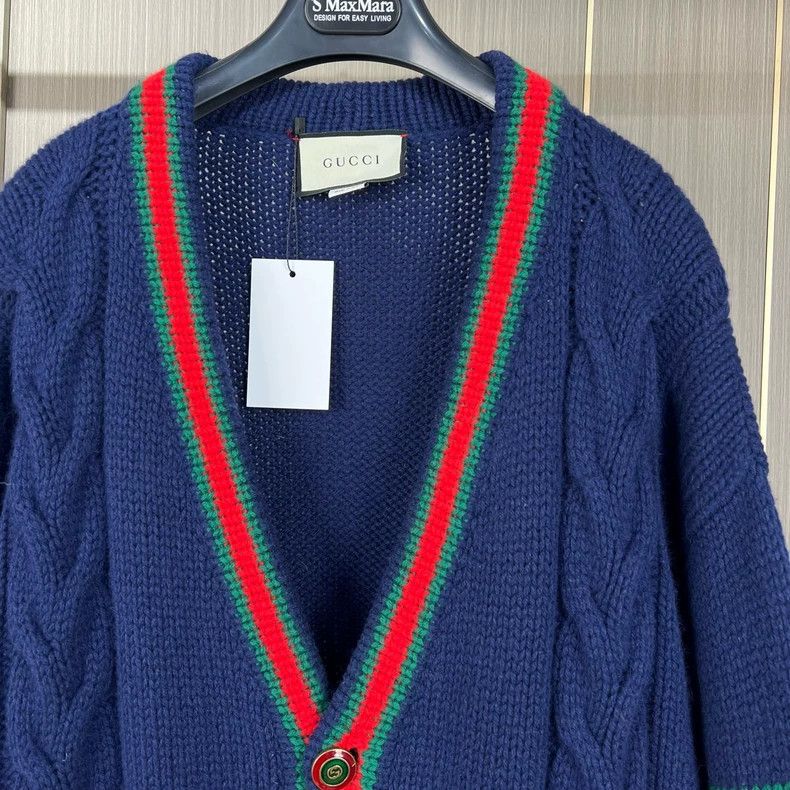 Gucci Gucci Navy Blue Knit Cardigan with Stripes-yf Size US XXL / EU 58 / 5 - 5 Thumbnail
