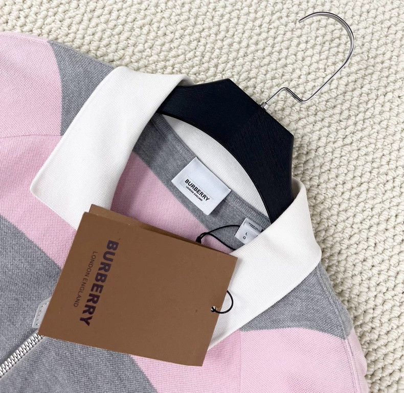 Burberry Burberry Pink Gray Striped Half-Zip Polo-yf Size US L / EU 52-54 / 3 - 3 Thumbnail