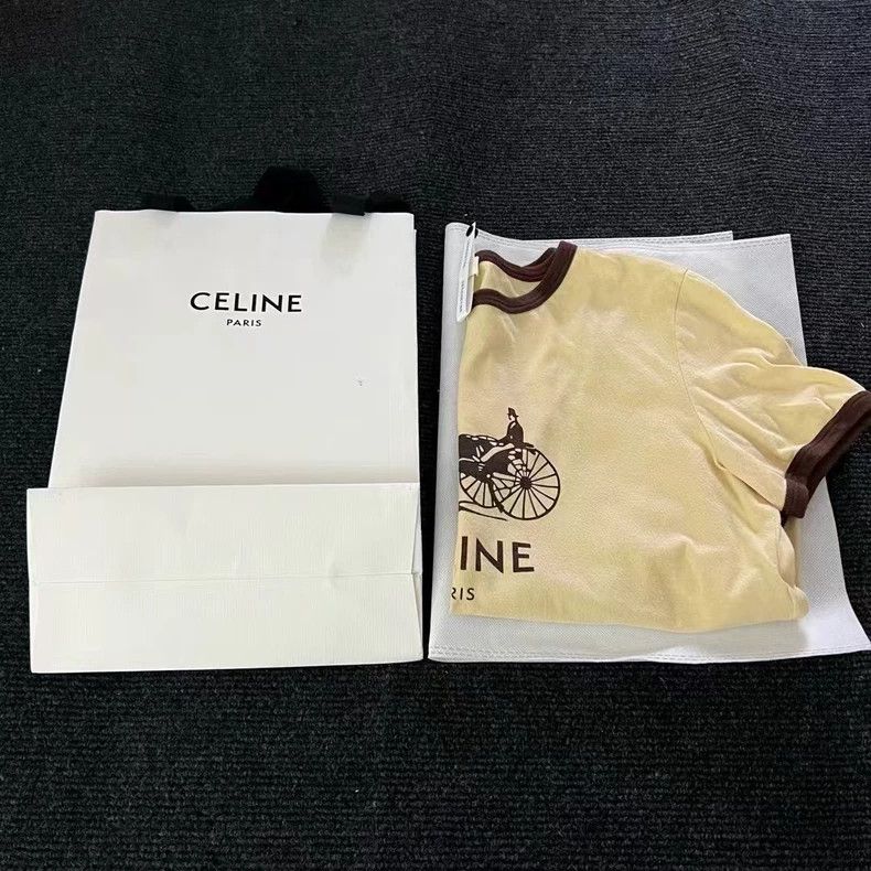 Celine Celine Yellow Short Sleeve T-Shirt-yf Size US S / EU 44-46 / 1 - 4 Thumbnail