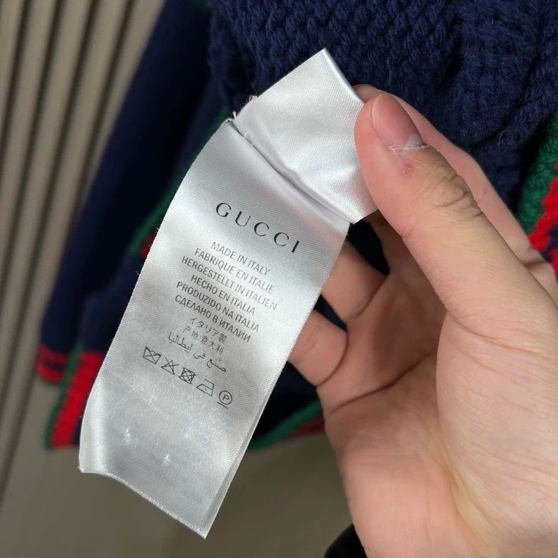Gucci Gucci Blue Knit Cardigan with Red Green Stripes-yf Size US XXL / EU 58 / 5 - 2 Thumbnail