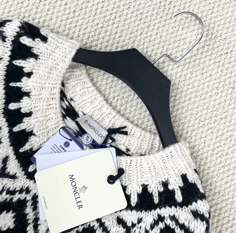 Moncler Moncler Black White Knit Sweater with Logo-yf Size US L / EU 52-54 / 3 - 3 Thumbnail