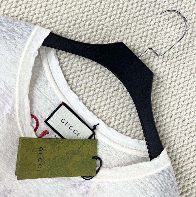 Gucci Gucci White Short Sleeve T-Shirt with Embroidery-yf Size US L / EU 52-54 / 3 - 3 Thumbnail