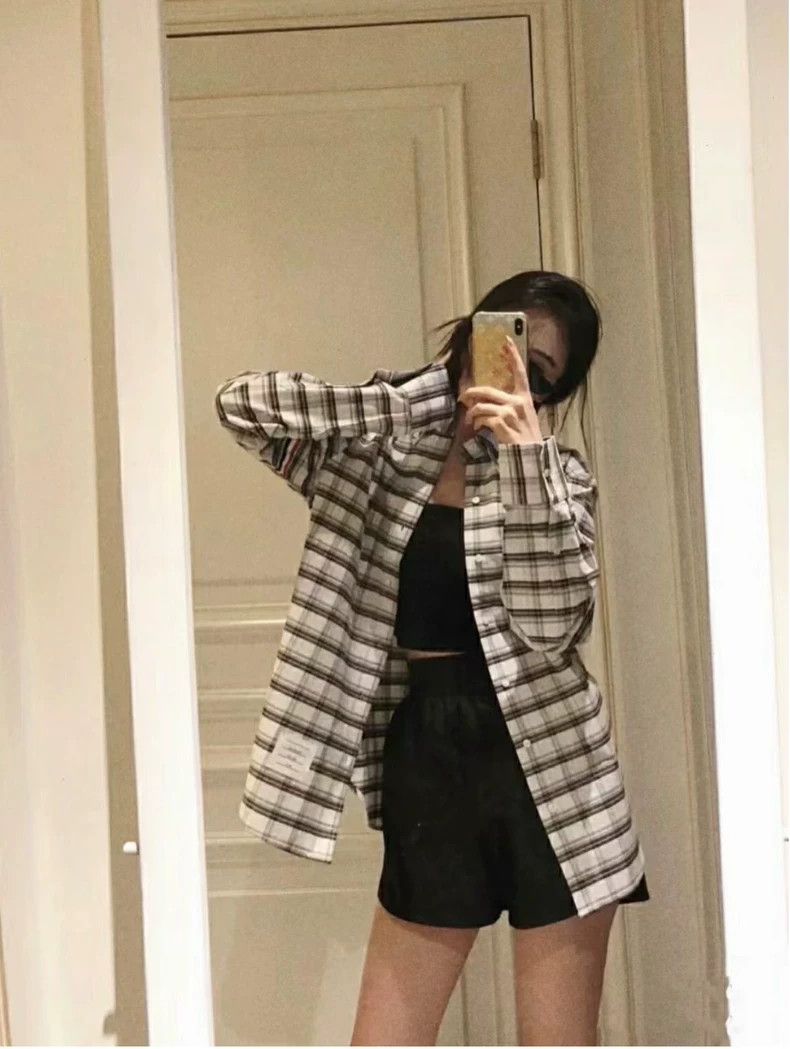 Thom Browne Thom Browne Gray White Plaid Shirt Jacket-yf Size US S / EU 44-46 / 1 - 7 Thumbnail