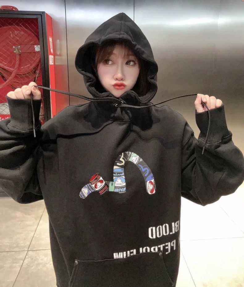 Evisu Evisu Black Graphic Hoodie with Logo-yf Size US M / EU 48-50 / 2 - 6 Thumbnail