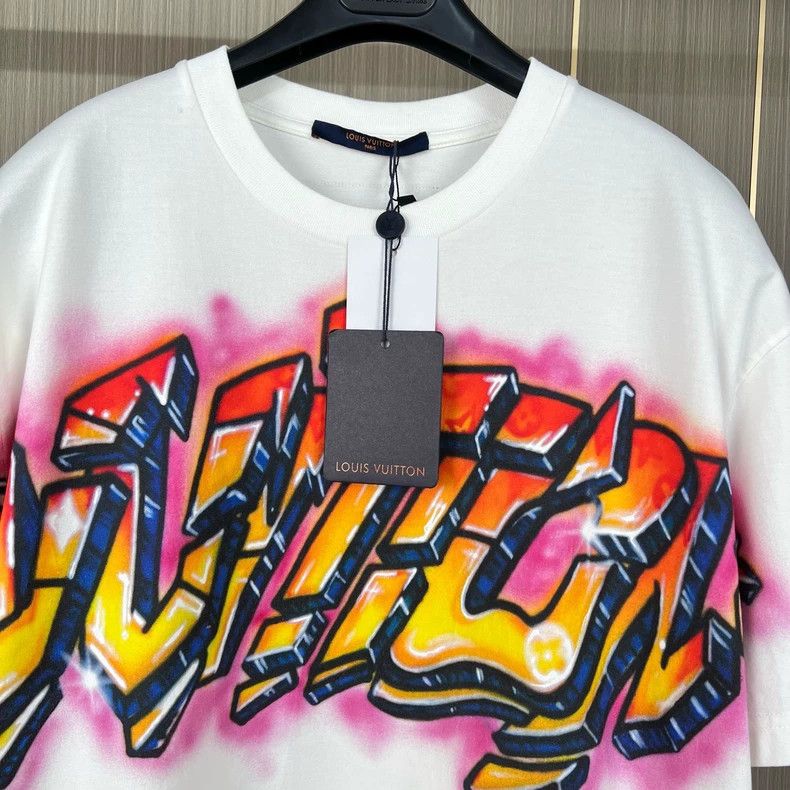 Louis Vuitton Graffiti Print Short Sleeve Shirt-yf