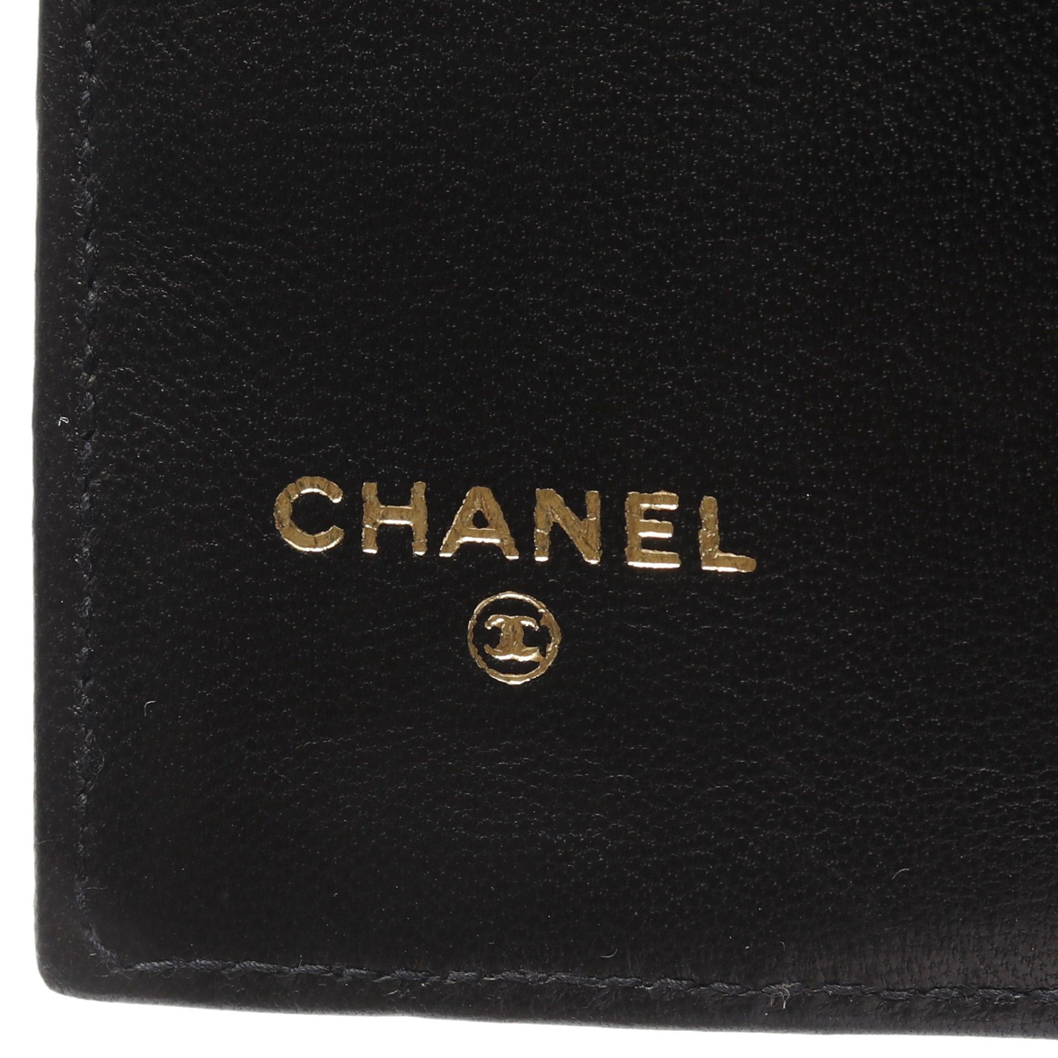Chanel Chanel Coco Mark Bi-Fold Long Wallet Lambskin Black Gold Hardware Size ONE SIZE - 4 Thumbnail