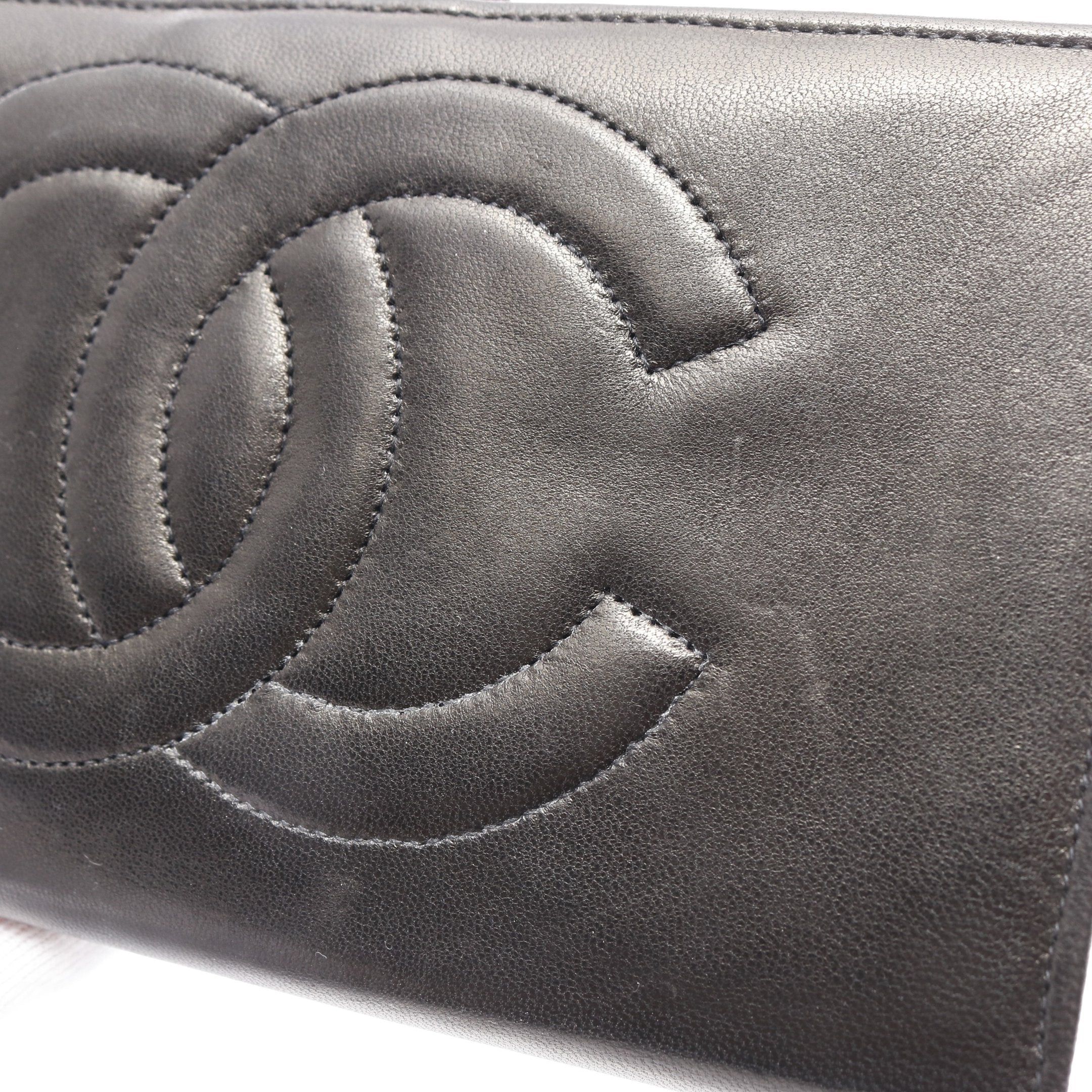 Chanel Chanel Coco Mark Bi-Fold Long Wallet Lambskin Black Gold Hardware Size ONE SIZE - 9 Thumbnail