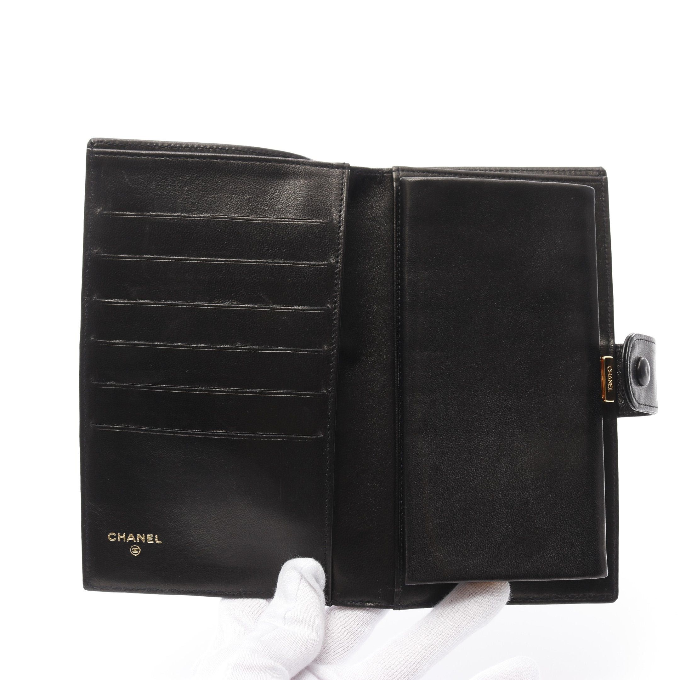 Chanel Chanel Coco Mark Bi-Fold Long Wallet Lambskin Black Gold Hardware Size ONE SIZE - 3 Thumbnail