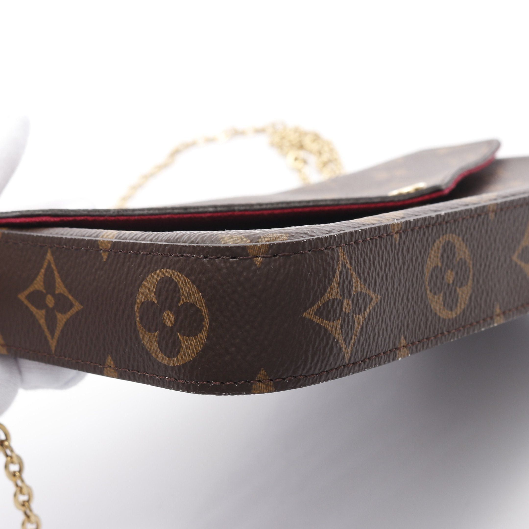Louis Vuitton Louis Vuitton Pochette Felicie Monogram Fuchsia Chain Shoulder Bag Brown Size ONE SIZE - 8 Thumbnail