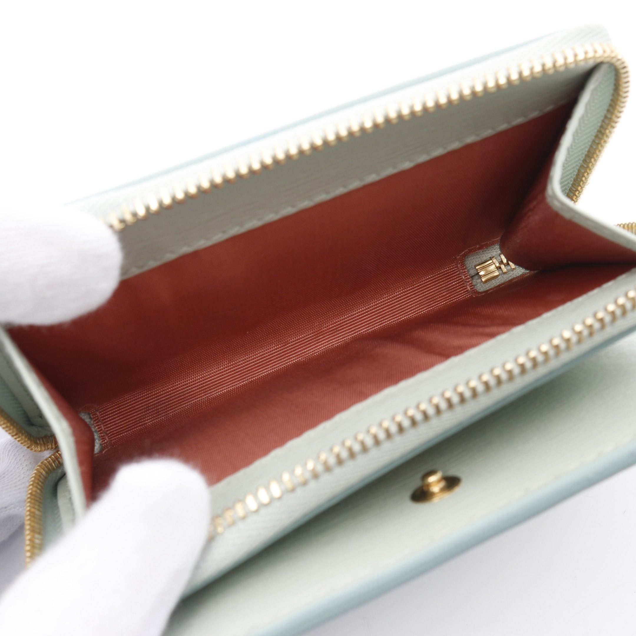 Gucci Gucci Gucci Script Mini Wallet Bi-Fold Leather Light Blue Size ONE SIZE - 5 Thumbnail