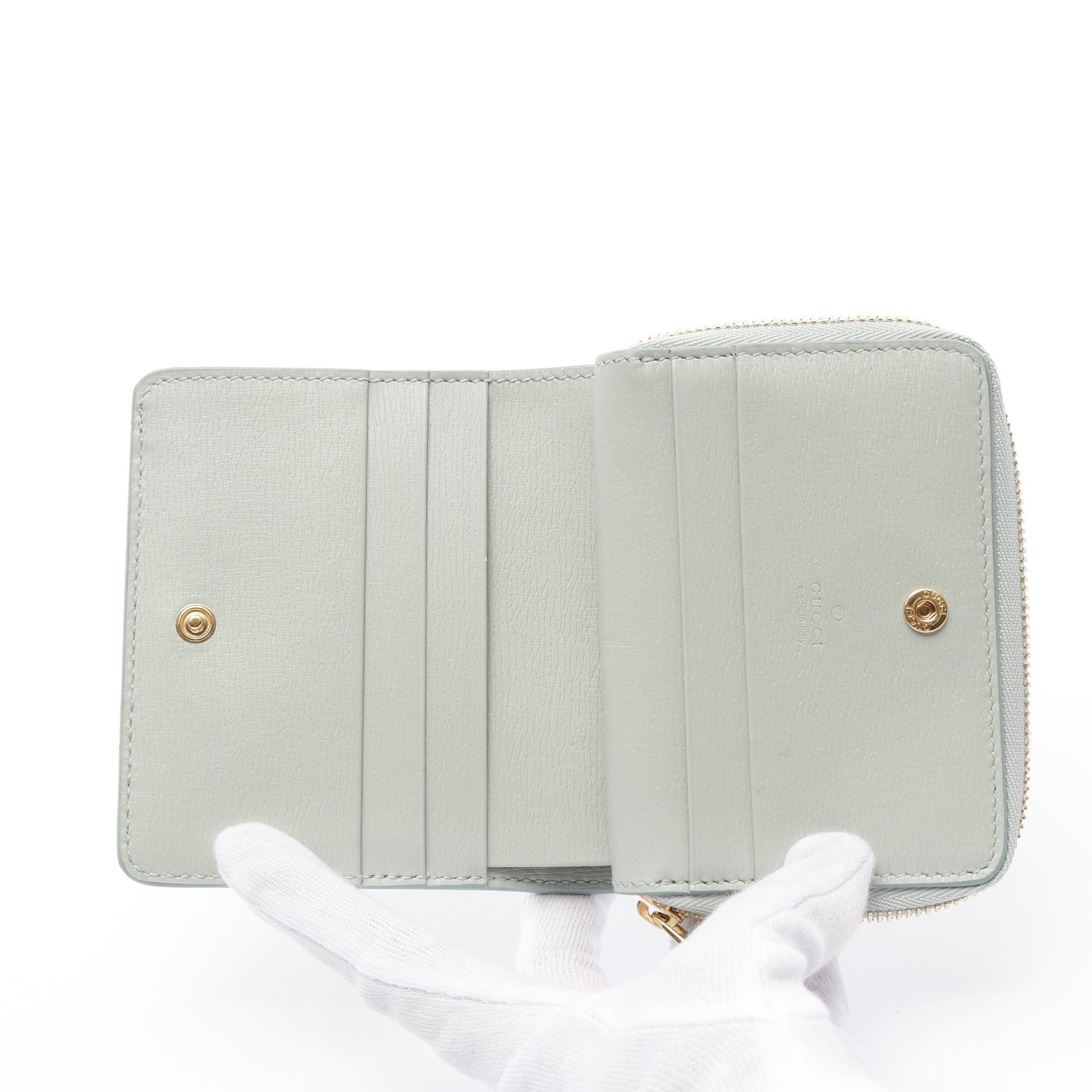 Gucci Gucci Gucci Script Mini Wallet Bi-Fold Leather Light Blue Size ONE SIZE - 3 Thumbnail