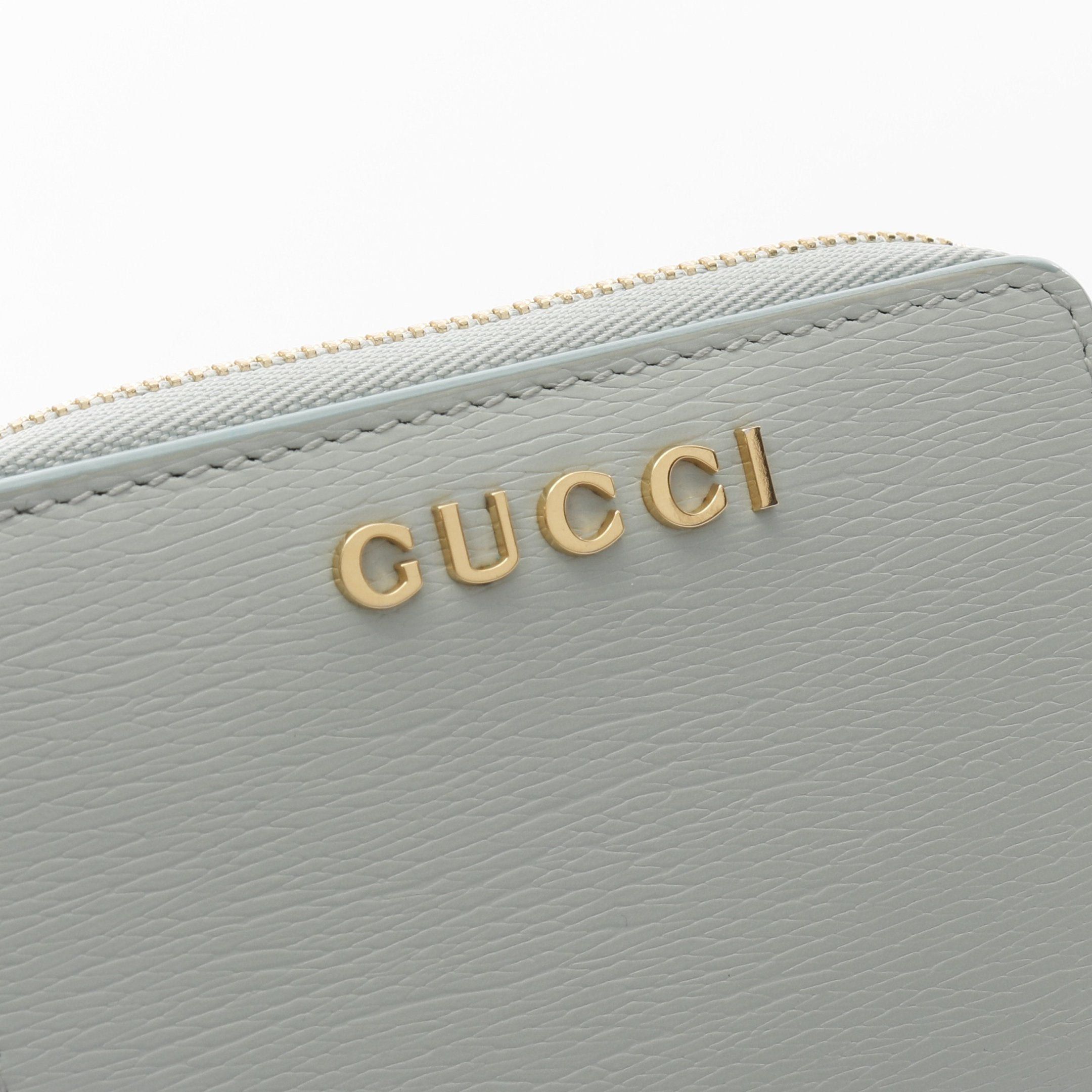 Gucci Gucci Gucci Script Mini Wallet Bi-Fold Leather Light Blue Size ONE SIZE - 8 Thumbnail
