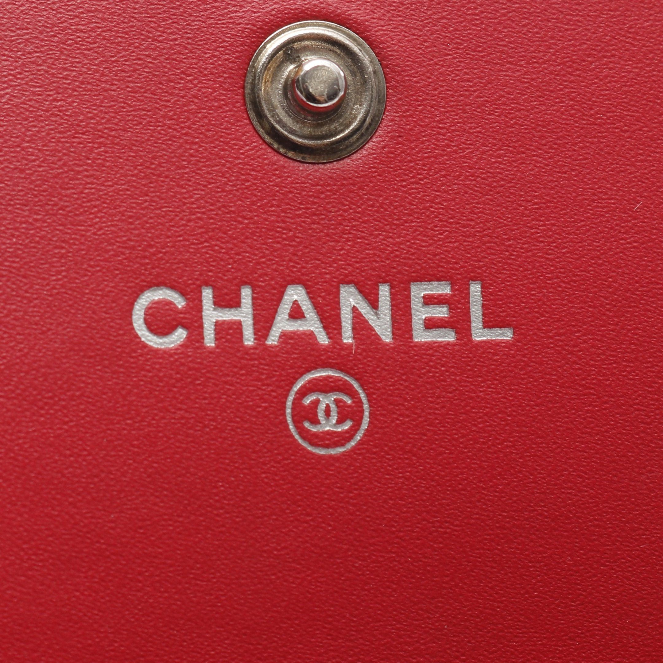 Chanel Chanel Coco Mark Bi-Fold Long Wallet Caviar Skin Red Silver Hardware Size ONE SIZE - 4 Thumbnail
