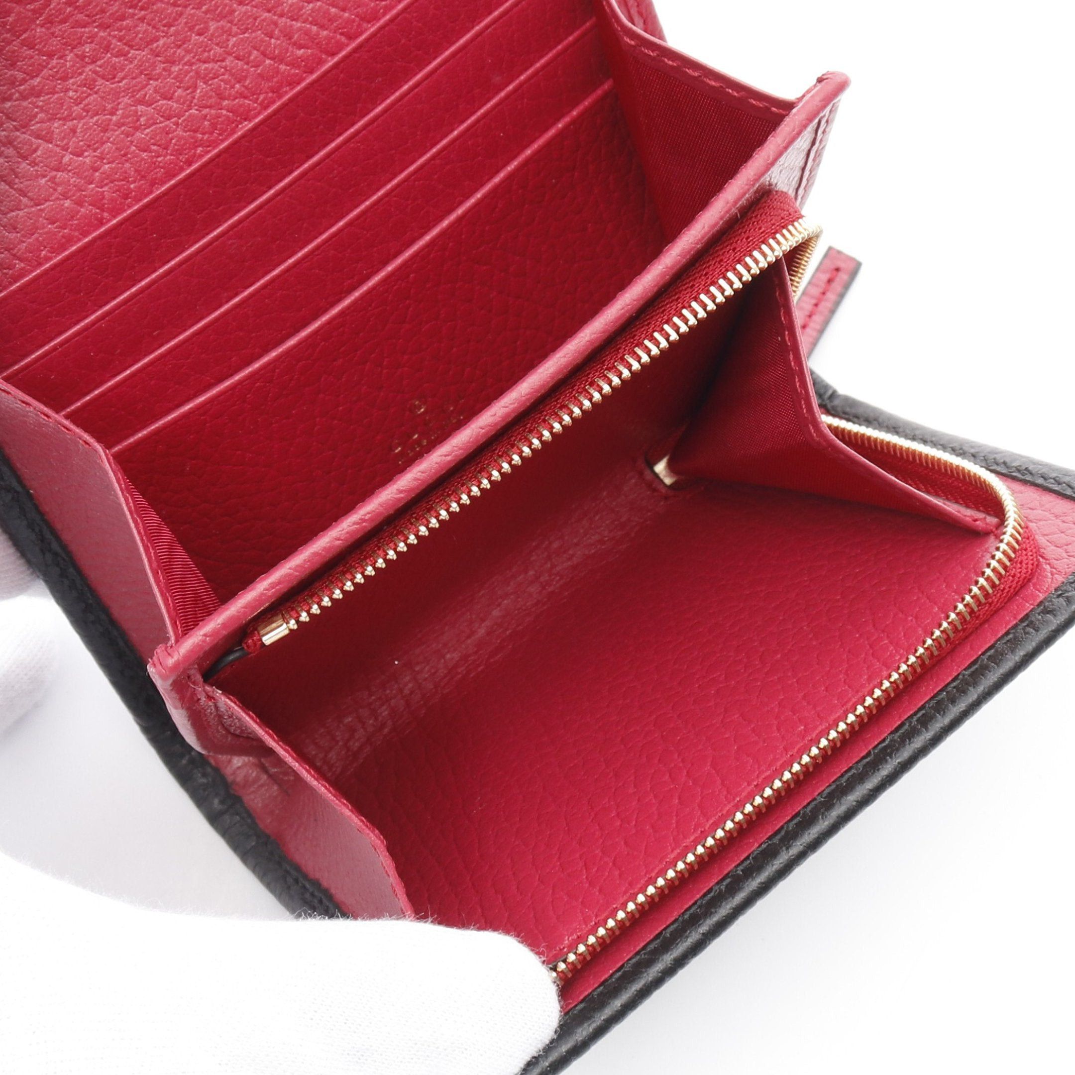 Gucci Gucci Double G Bicolor Small Wallet Gg Marmont Bi-Fold Leather Black Size ONE SIZE - 5 Thumbnail