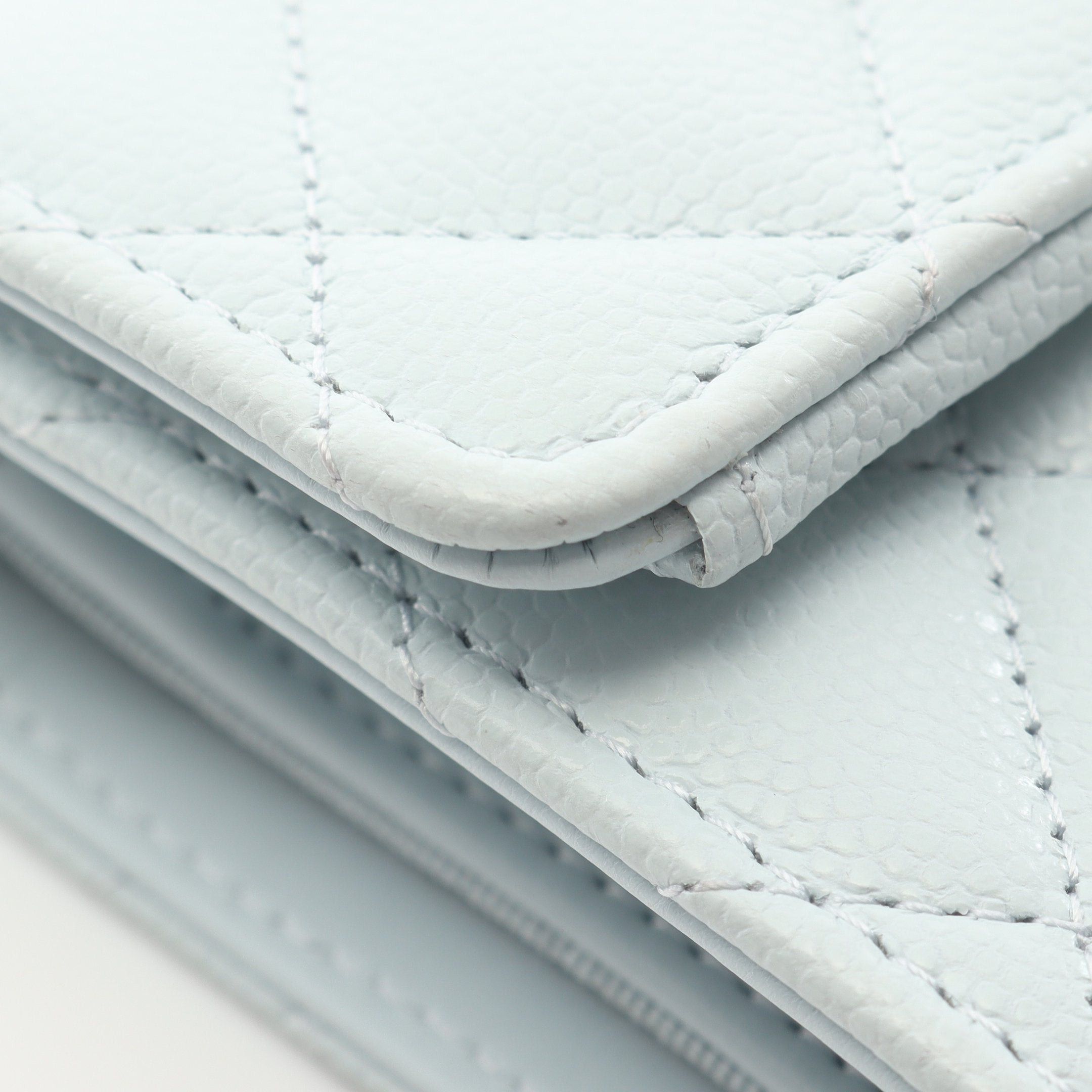 Chanel Chanel Matelasse Small Wallet Trifold Caviar Skin Light Blue Gold Hardware Rhinestone Size ONE SIZE - 7 Thumbnail
