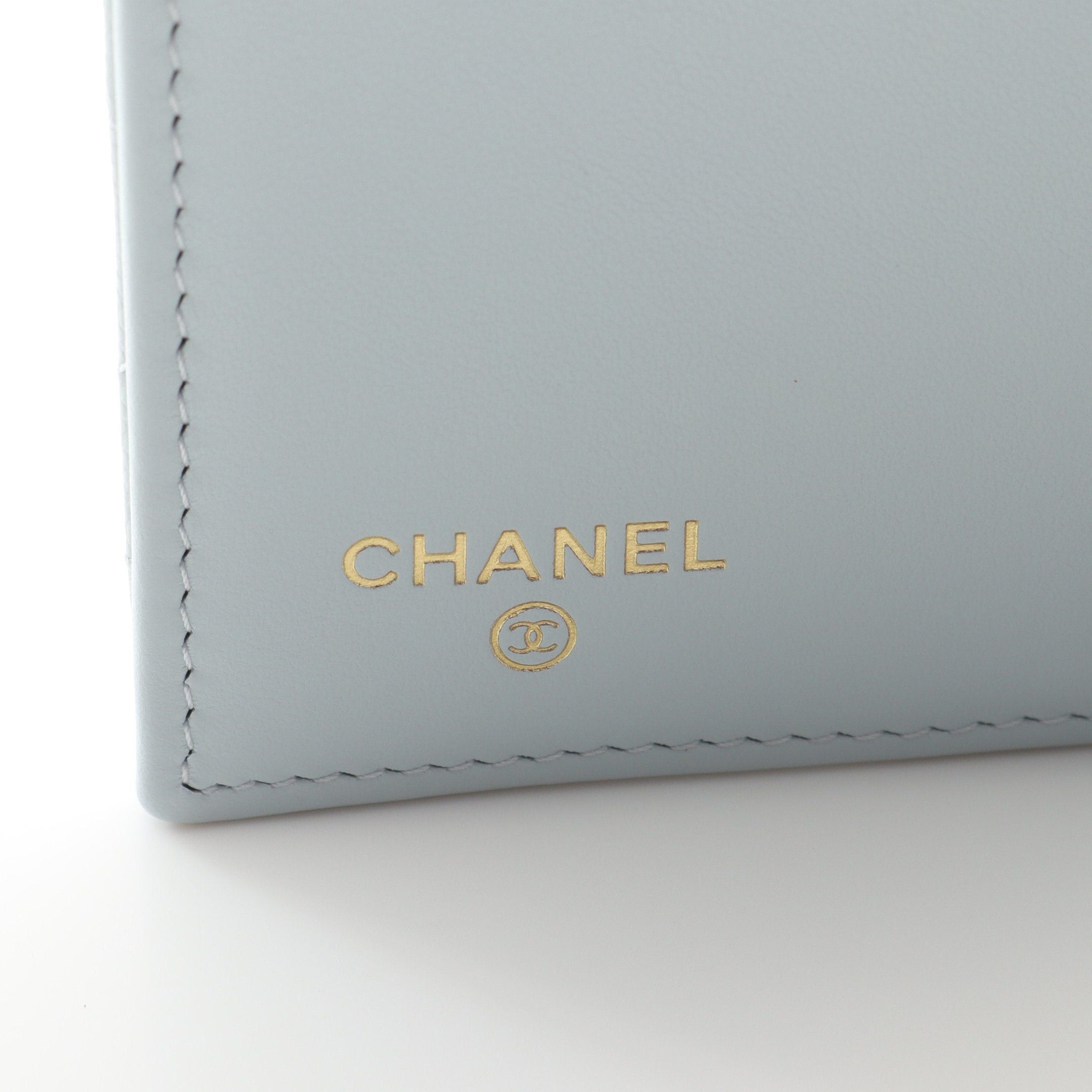 Chanel Chanel Matelasse Small Wallet Trifold Caviar Skin Light Blue Gold Hardware Rhinestone Size ONE SIZE - 5 Thumbnail