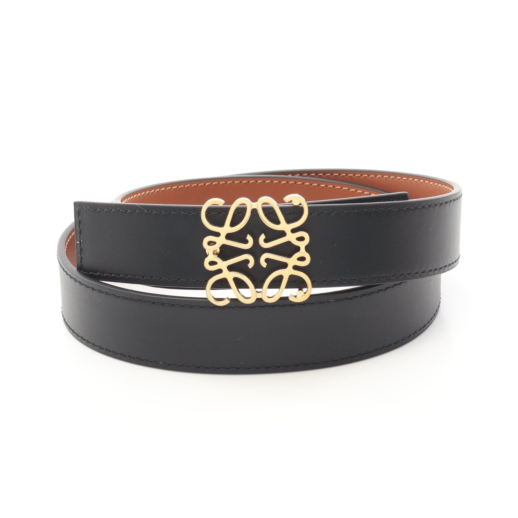 Loewe Loewe Reversible Anagram Belt Leather Brown Black Size ONE SIZE - 5 Thumbnail