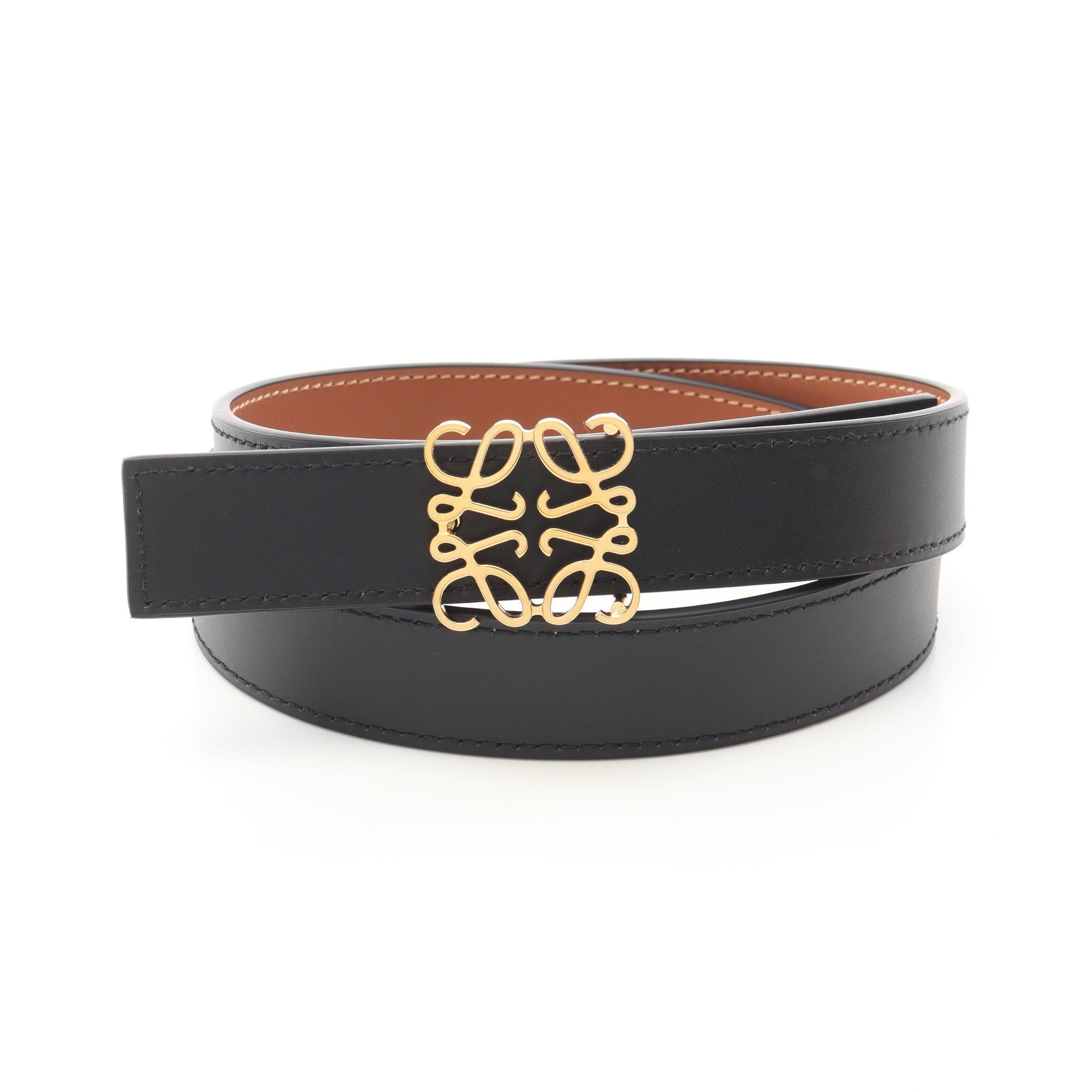 Loewe Loewe Reversible Anagram Belt Leather Brown Black Size ONE SIZE - 5 Thumbnail