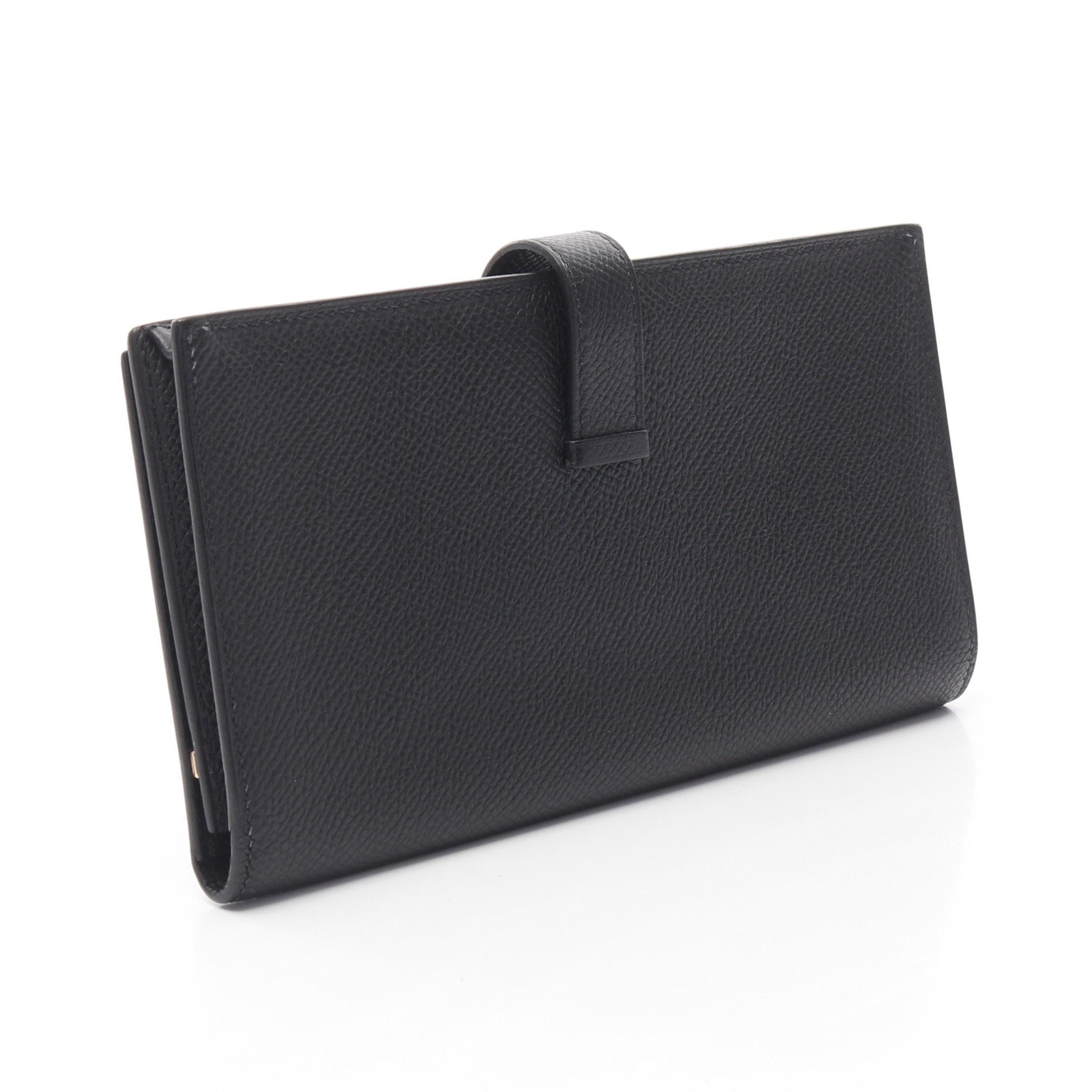Hermes Hermes Bear Souffle Bi-Fold Long Wallet Veau Epsom Black Gold Hardware C Engraved Size ONE SIZE - 2 Thumbnail