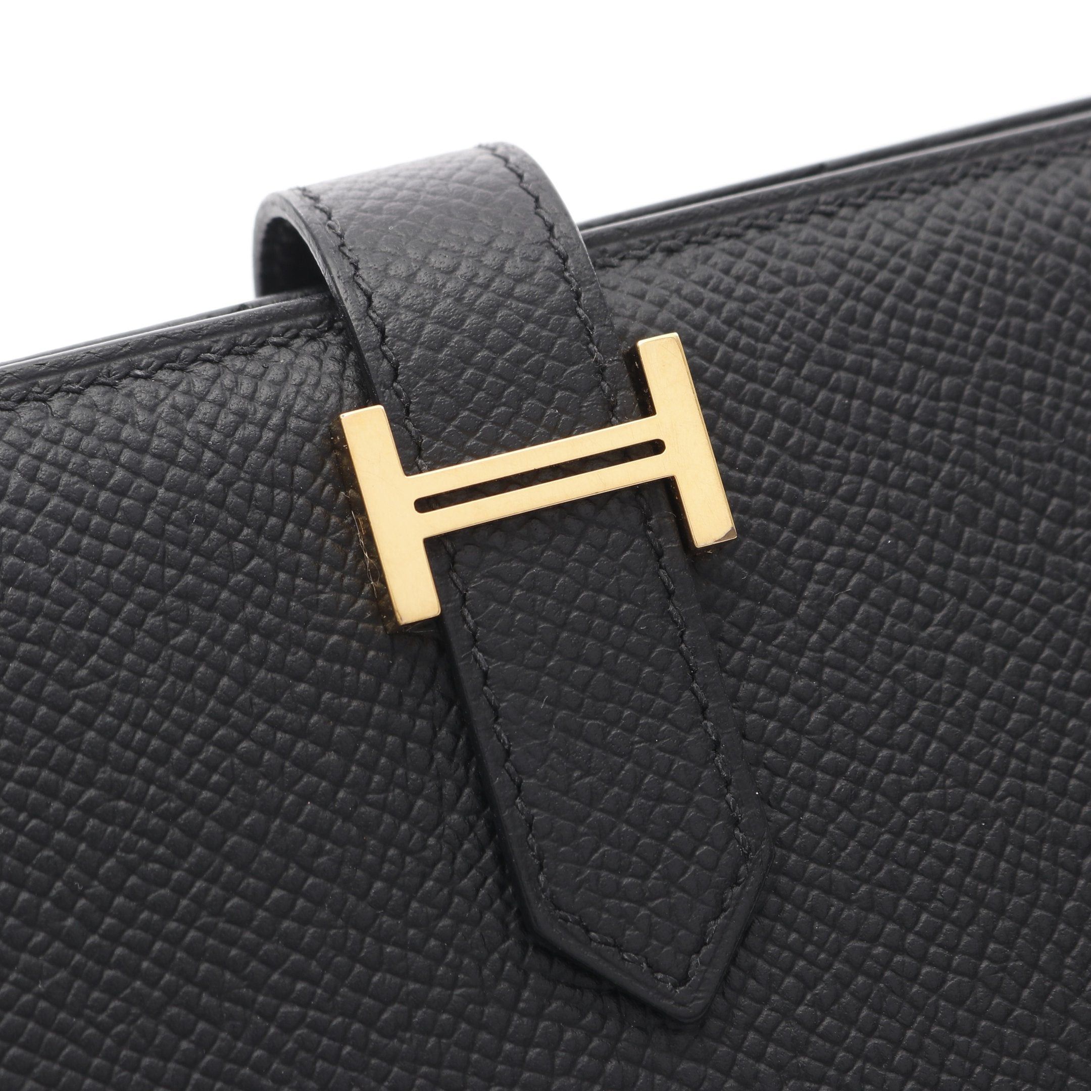 Hermes Hermes Bear Souffle Bi-Fold Long Wallet Veau Epsom Black Gold Hardware C Engraved Size ONE SIZE - 8 Thumbnail