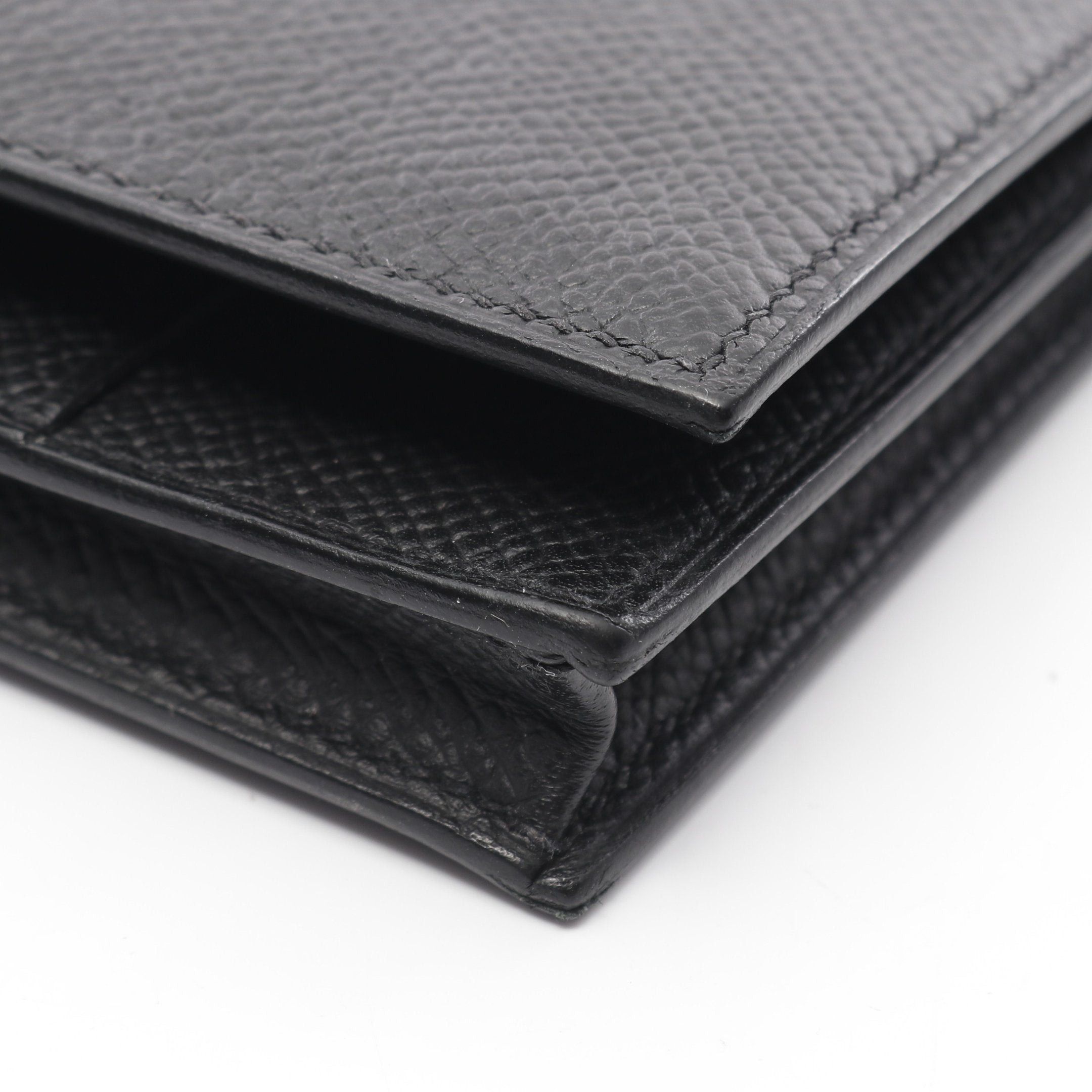 Hermes Hermes Bear Souffle Bi-Fold Long Wallet Veau Epsom Black Gold Hardware C Engraved Size ONE SIZE - 7 Thumbnail