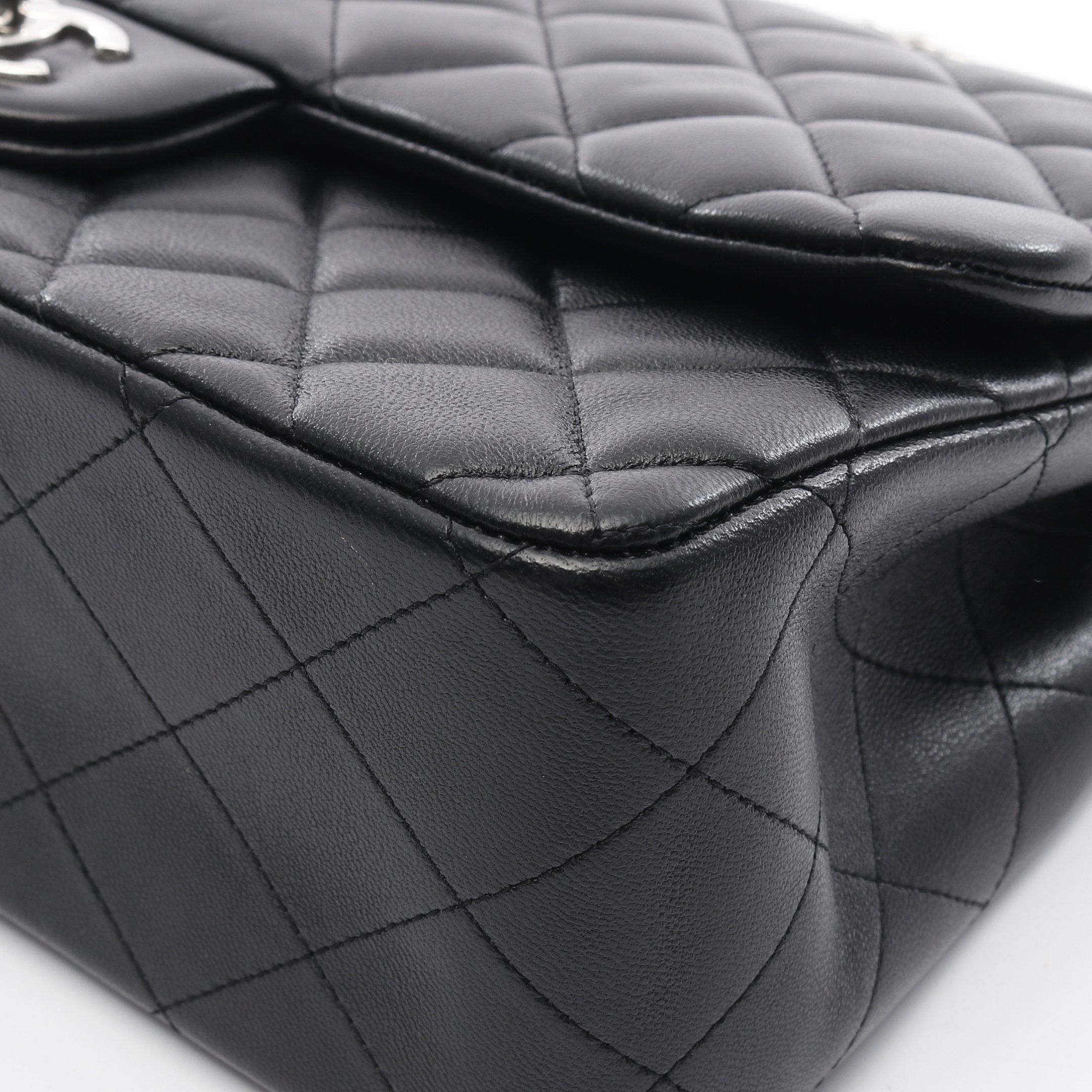Chanel Chanel Decamatlassé 30 Classic Large Double Flap Chain Shoulder Bag Lambskin Black Silver Hardware Size ONE SIZE - 6 Thumbnail