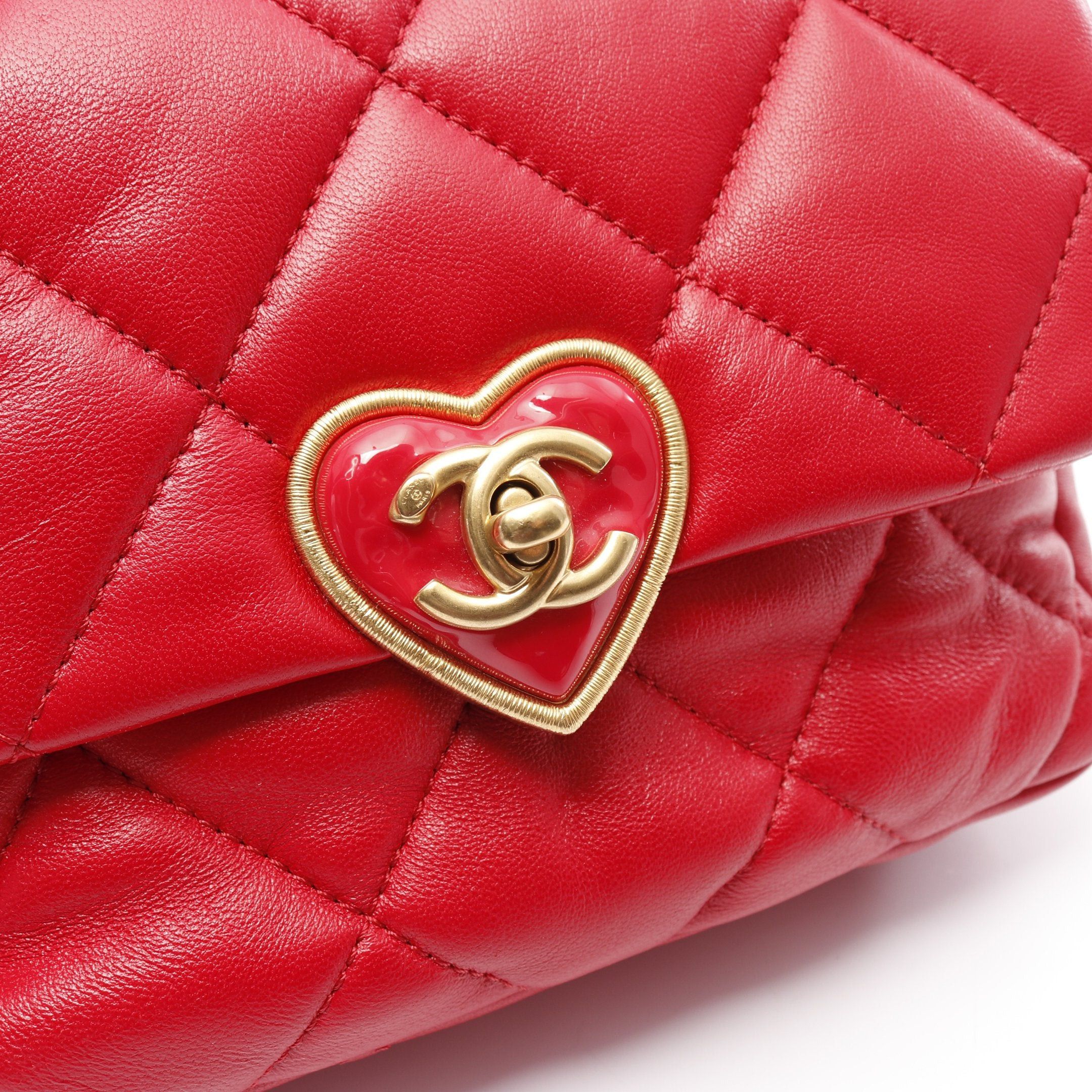 Chanel Chanel Matelasse Heart Lock Chain Shoulder Bag Lambskin Red Gold Hardware Size ONE SIZE - 8 Thumbnail