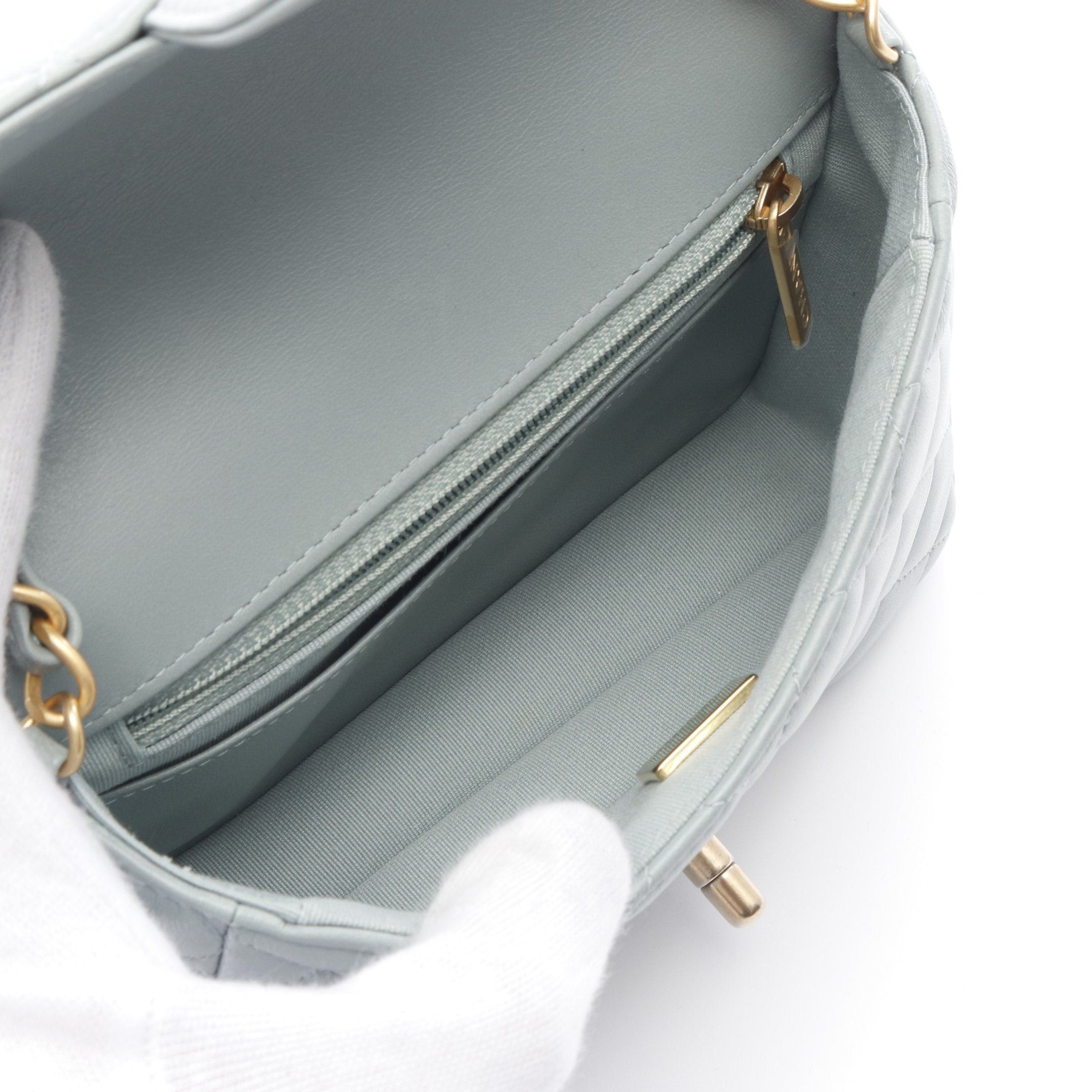 Chanel Chanel Mini Matelasse Chain Shoulder Bag Lambskin Blue Gray Gold Hardware Size ONE SIZE - 3 Thumbnail