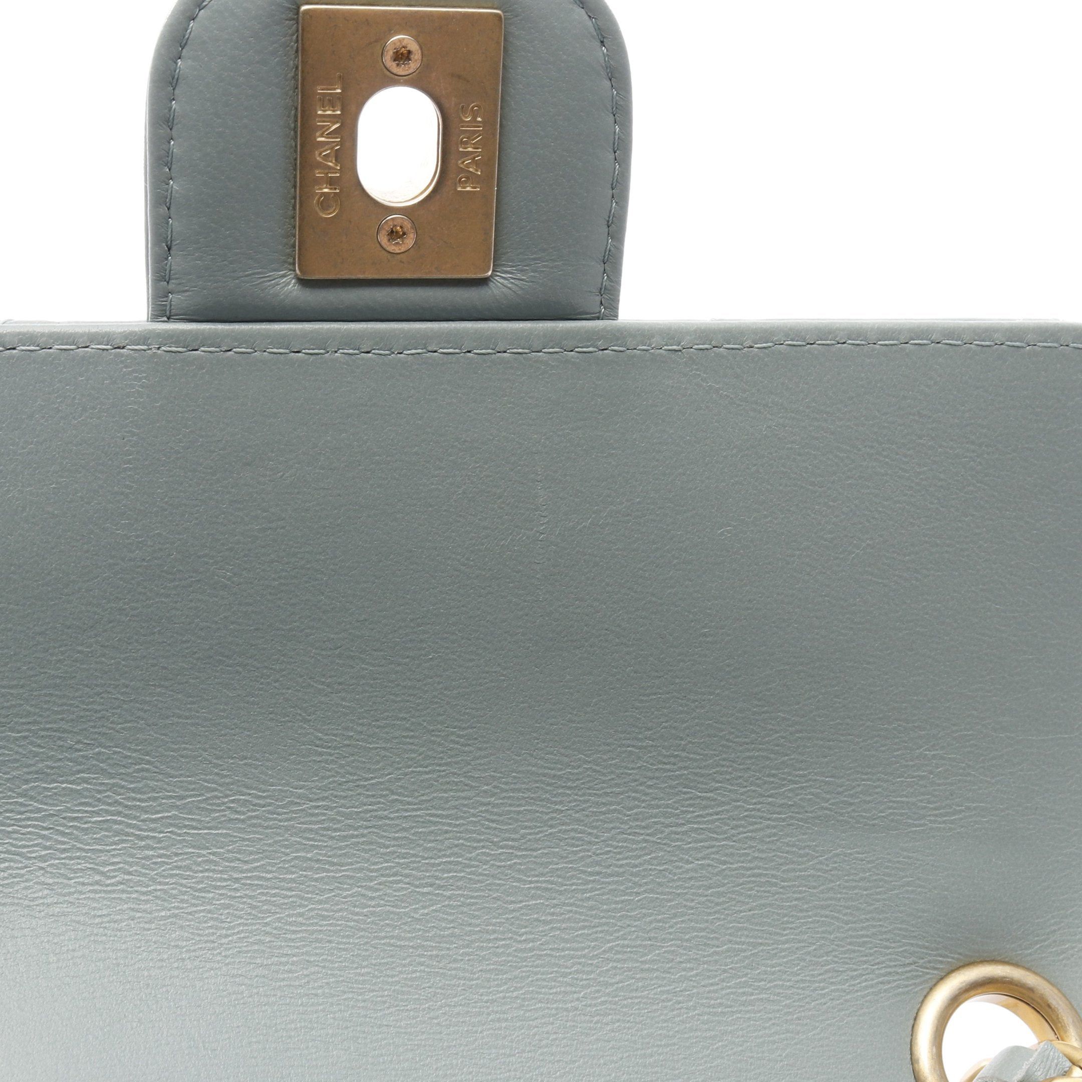 Chanel Chanel Mini Matelasse Chain Shoulder Bag Lambskin Blue Gray Gold Hardware Size ONE SIZE - 6 Thumbnail