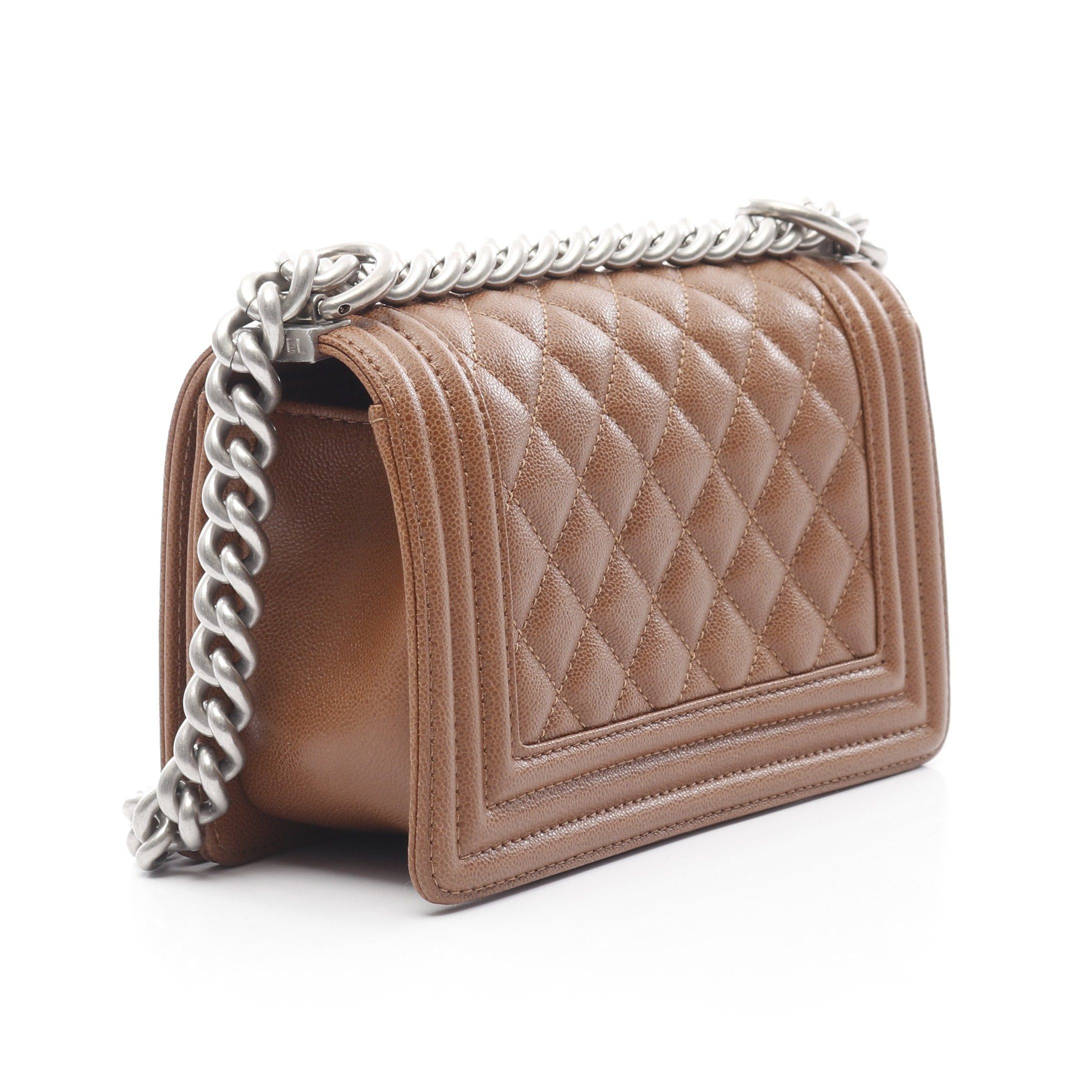 Chanel Chanel Boy Chanel Small Chain Shoulder Bag Caviar Skin Brown Silver Hardware Size ONE SIZE - 2 Thumbnail
