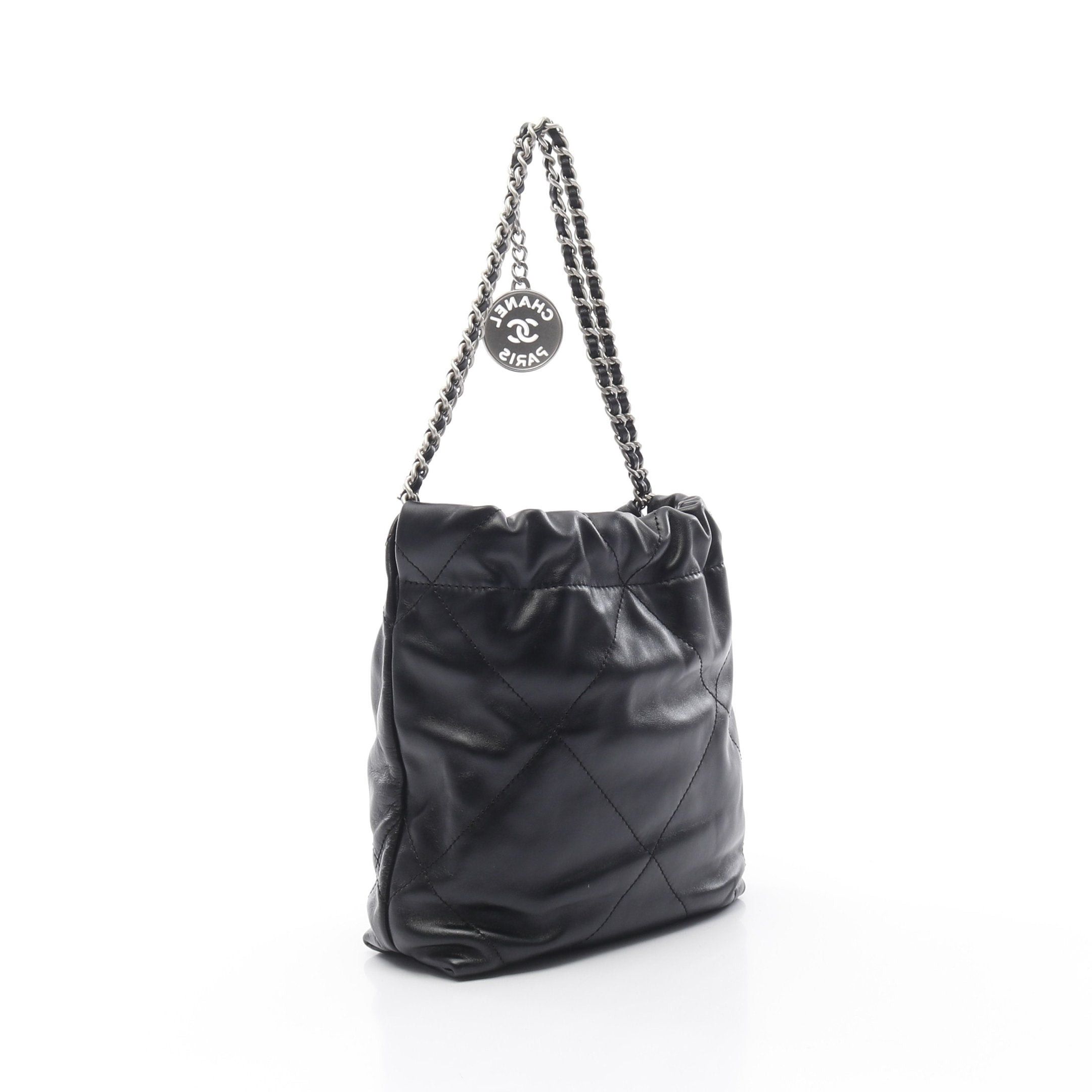 Chanel Chanel Chanel 22 Mini Chain Shoulder Bag Leather Black Silver Hardware Size ONE SIZE - 2 Thumbnail