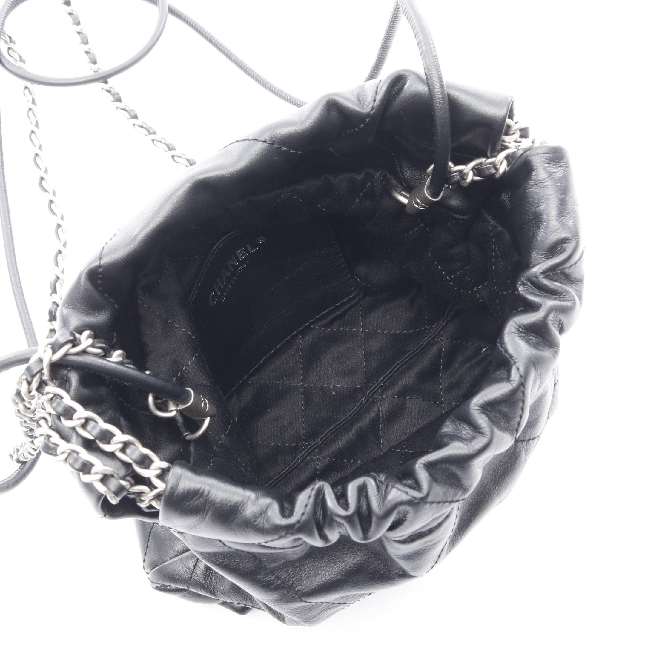Chanel Chanel Chanel 22 Mini Chain Shoulder Bag Leather Black Silver Hardware Size ONE SIZE - 3 Thumbnail