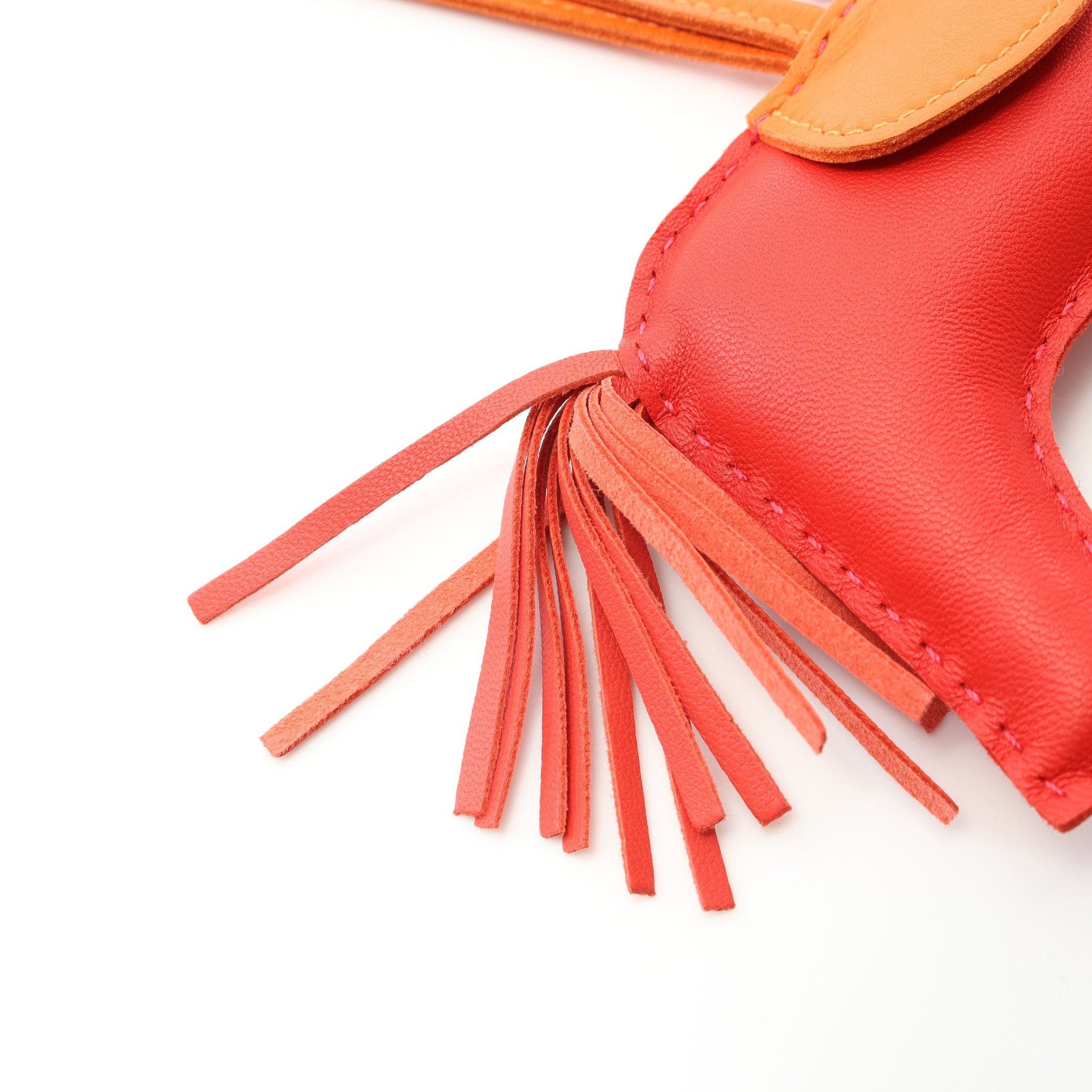 Hermes Hermes Rodeo Mm Rouge Indian Feu Rose Jaipur Bag Charm Aagneau Red Orange Coral Pink Size ONE SIZE - 4 Thumbnail