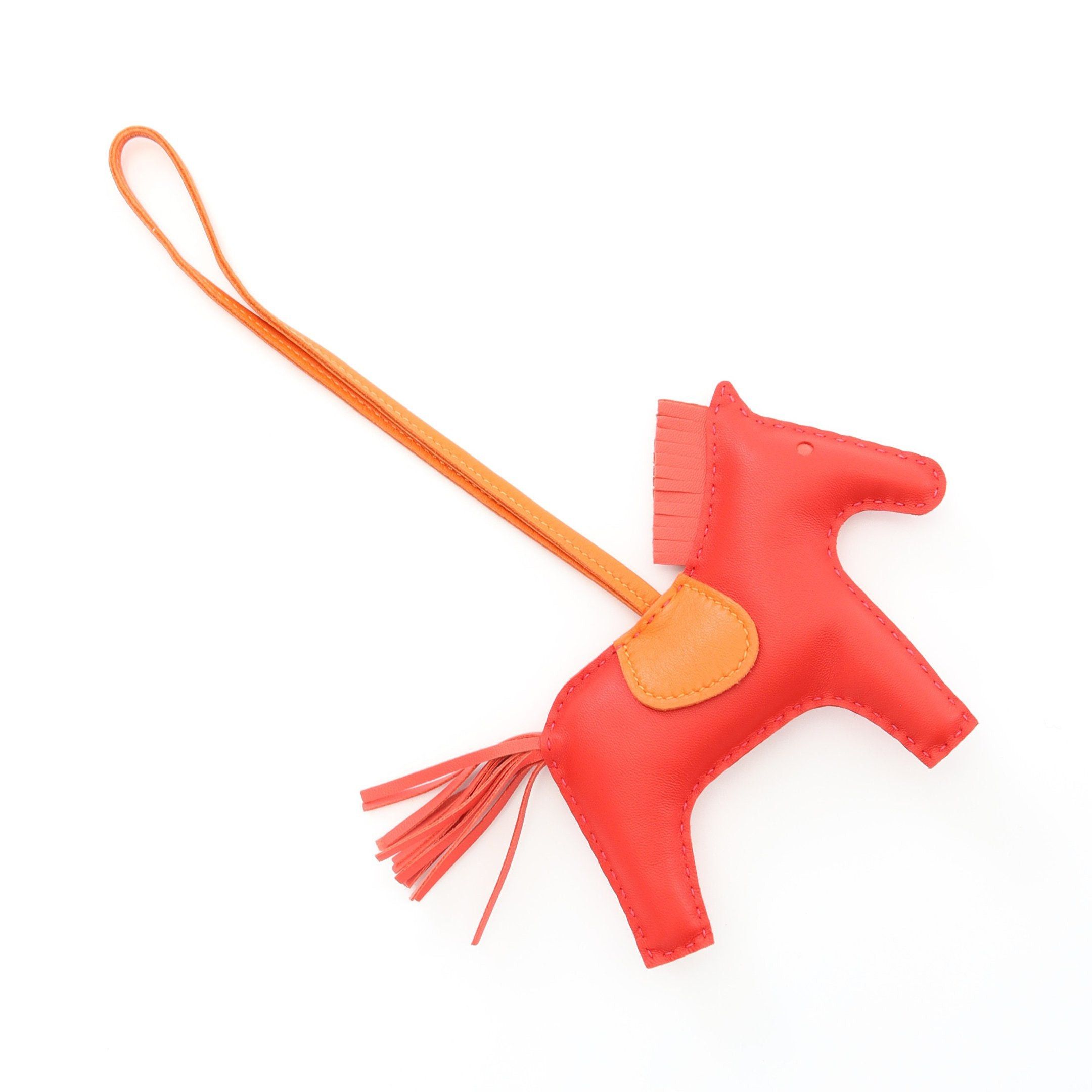 Hermes Hermes Rodeo Mm Rouge Indian Feu Rose Jaipur Bag Charm Aagneau Red Orange Coral Pink Size ONE SIZE - 2 Thumbnail