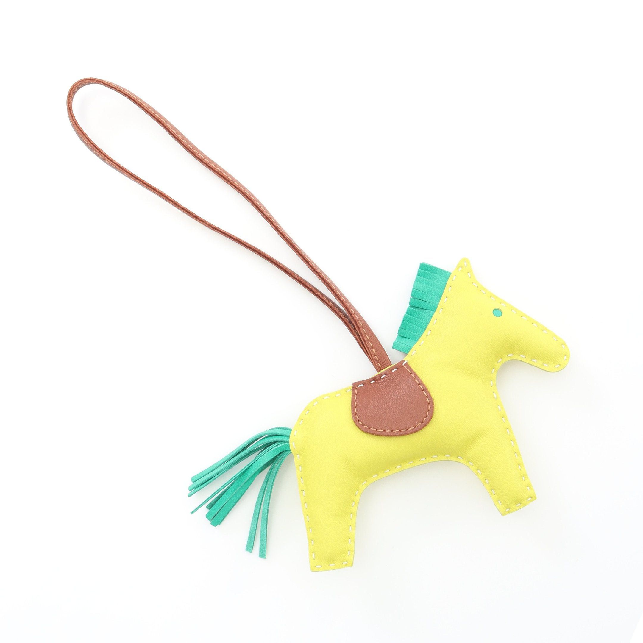 Hermes Hermes Rodeo Mm Lime Mint Forbe Bag Charm Aagneau Yellow-Green Green Brown Size ONE SIZE - 2 Thumbnail