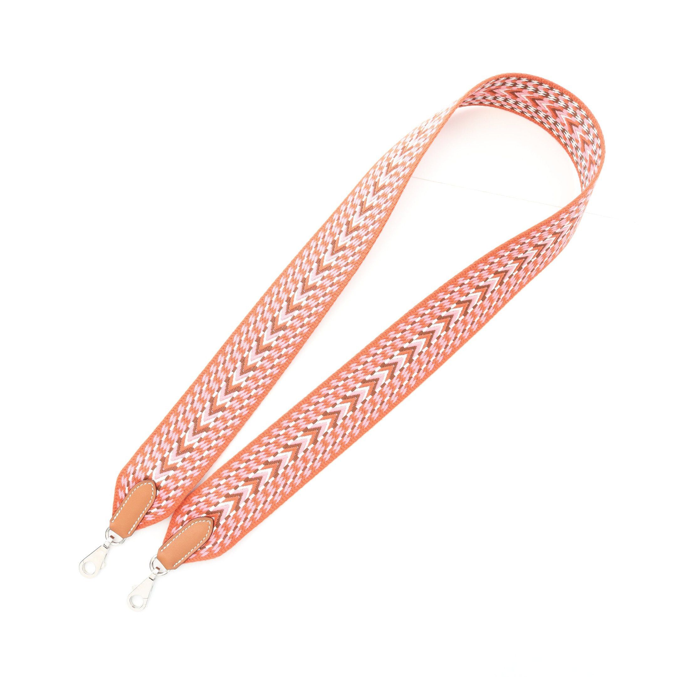 Hermes Hermes Sangle Zigzag Shoulder Strap Canvas Veau Swift Orange Brown Multicolor Silver Hardware Y Stamp Size ONE SIZE - 2 Thumbnail