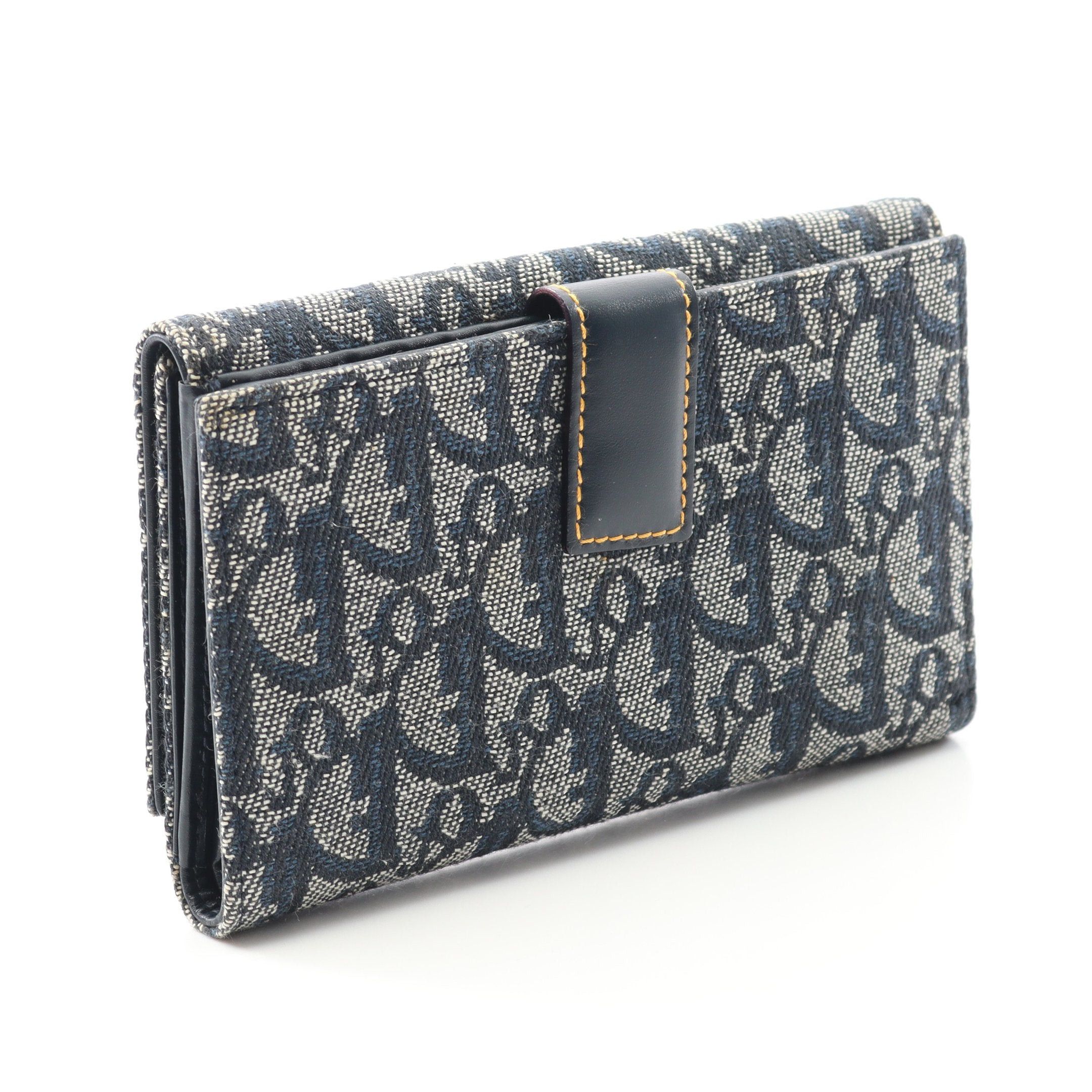Dior Dior Trotter Double Hook Wallet Canvas Leather Navy Size ONE SIZE - 2 Thumbnail