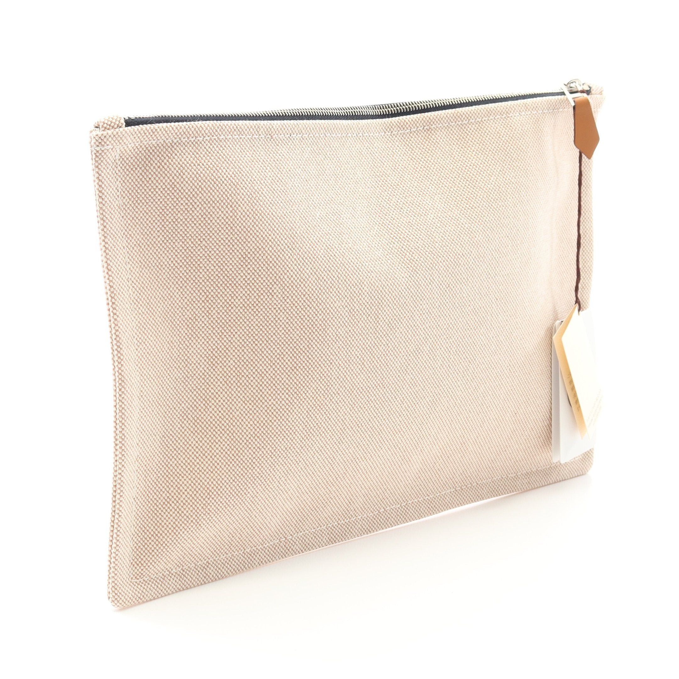 Hermes Hermes New Yachting Gm Pouch Canvas Leather Beige Navy Silver Hardware Size ONE SIZE - 2 Thumbnail