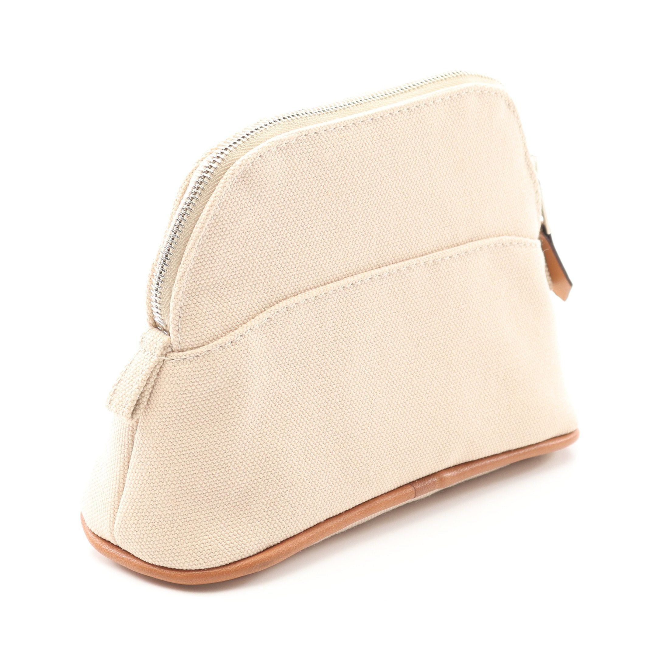 Hermes Hermes Bolide Pouch 15 Mini Canvas Leather Light Beige Brown Silver Hardware Size ONE SIZE - 2 Thumbnail