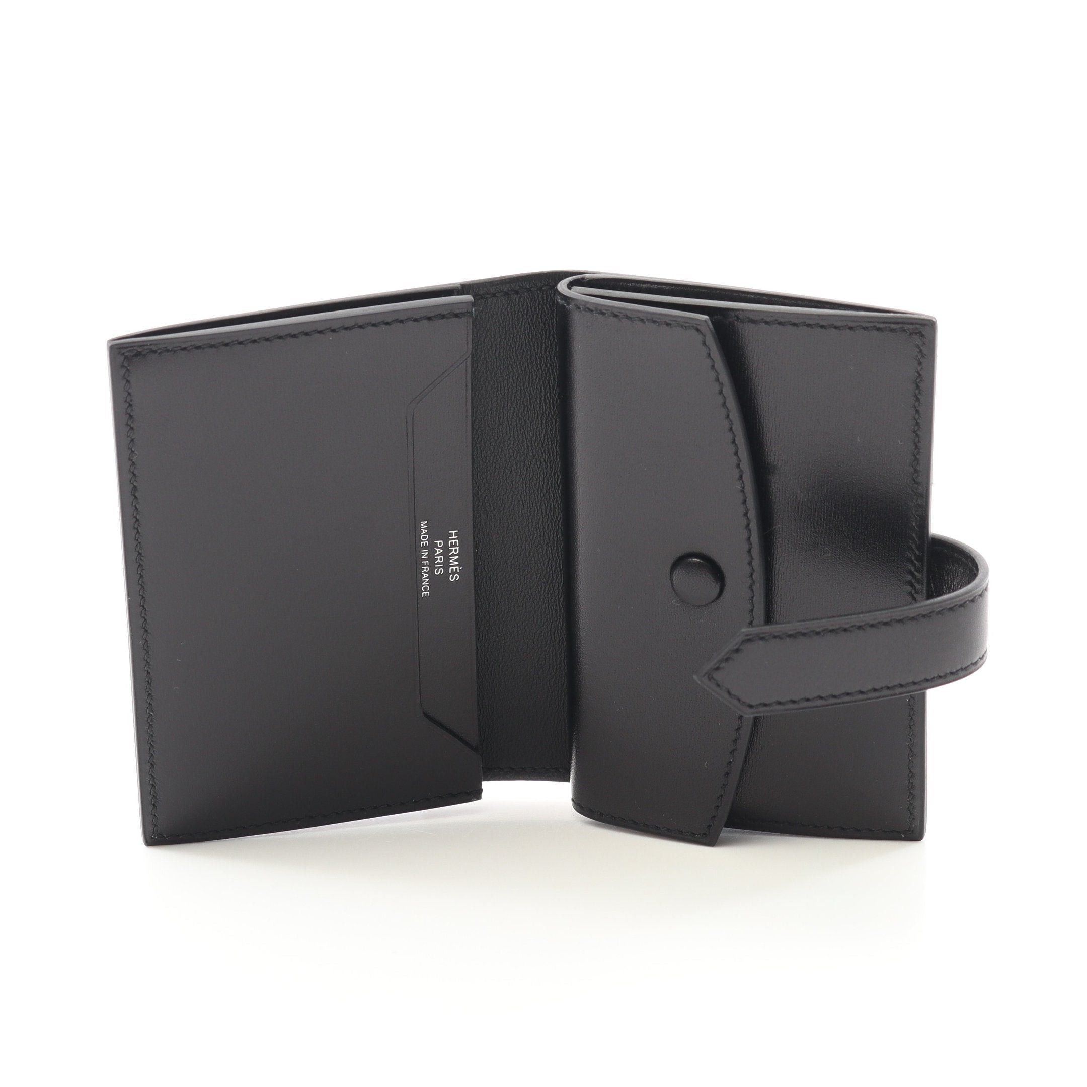 Hermes Hermes Bear Mini Card Case Box Calf Black Silver Hardware Double Engraved Size ONE SIZE - 3 Thumbnail