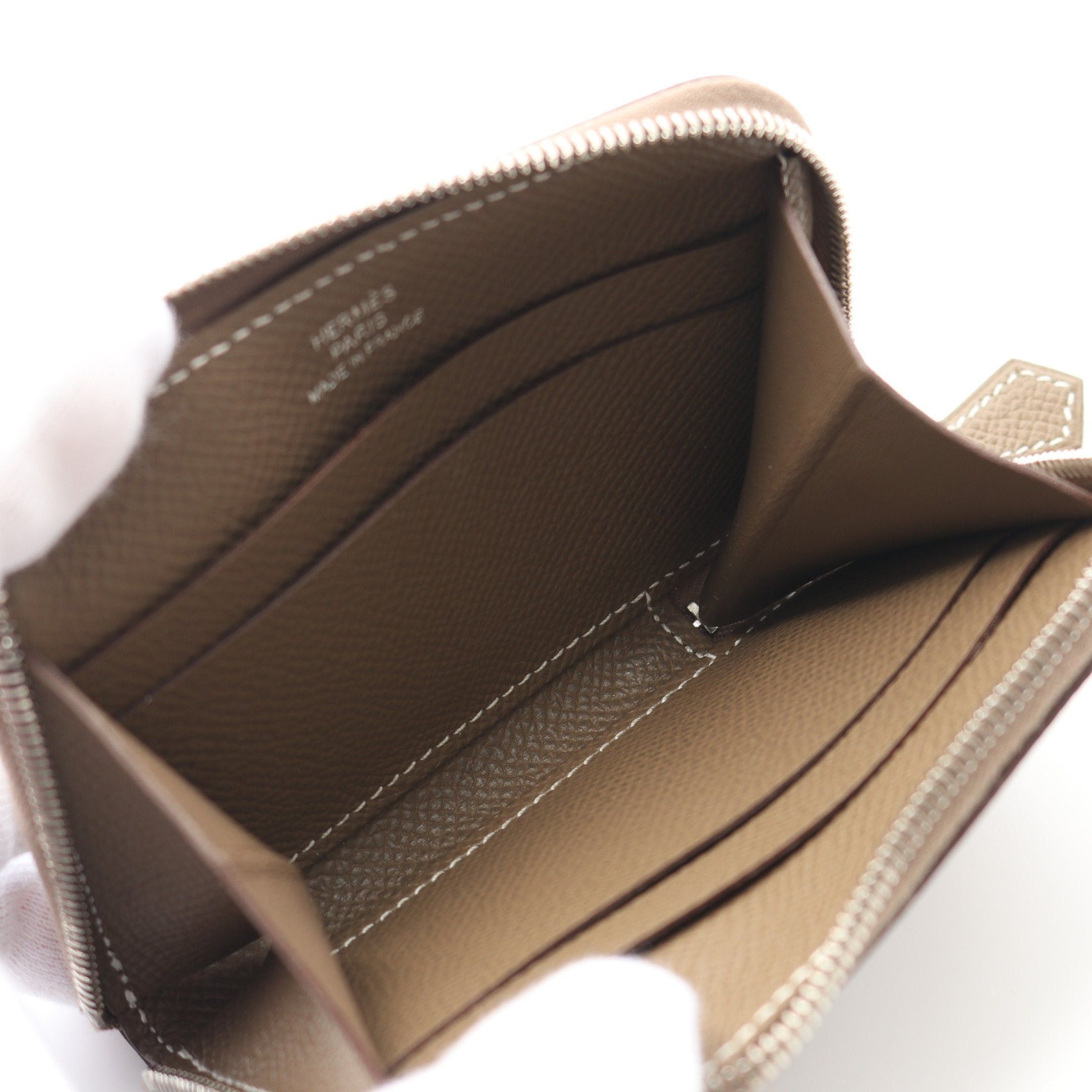 Hermes Hermes Azap Compact Mini Etoupe Coin Purse Veau Epsom Gray Brown Silver Hardware Z Stamp Size ONE SIZE - 3 Thumbnail