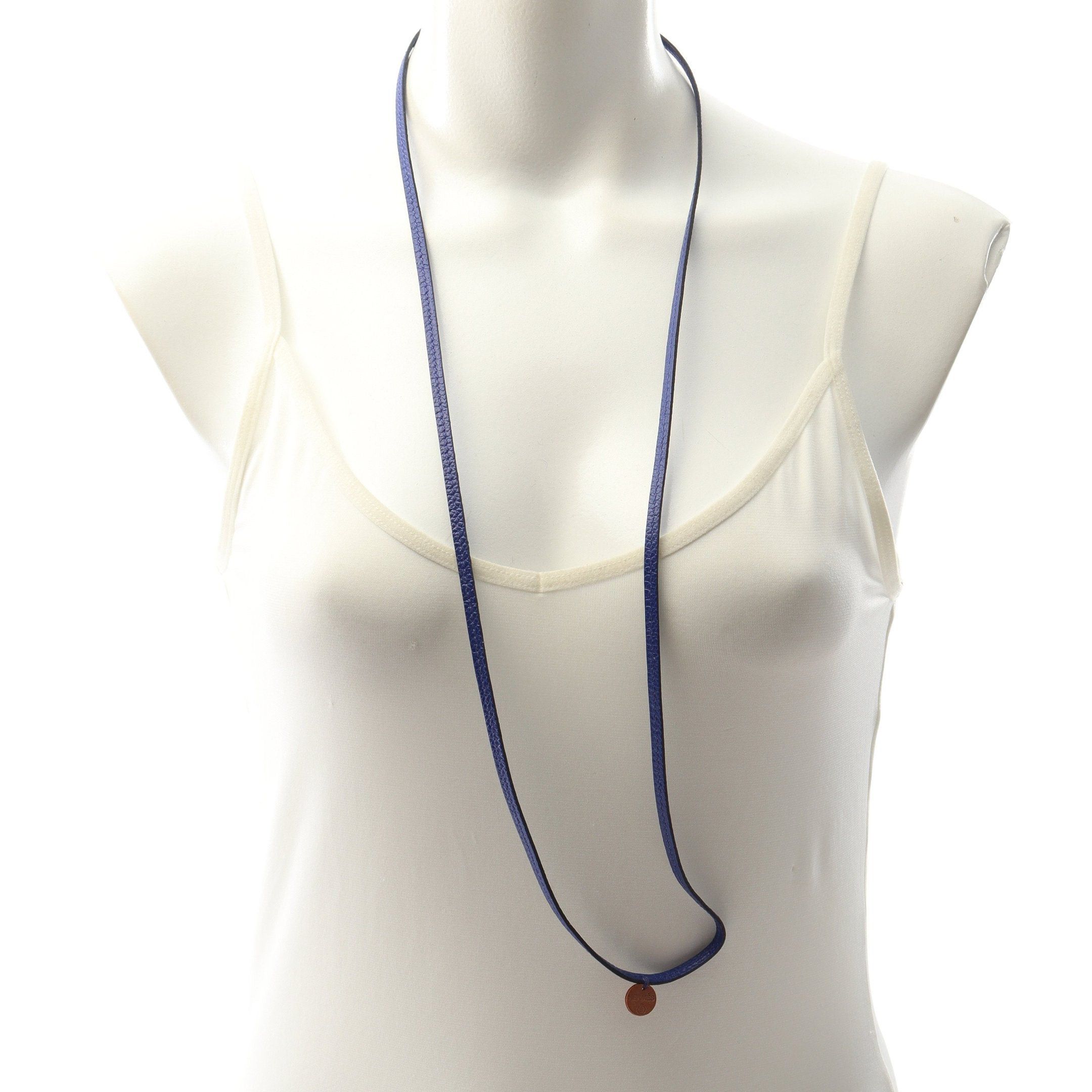 Hermes Hermes Petite Ash Raniere Blue Electric Necklace Veau Epsom Brown Size ONE SIZE - 4 Thumbnail