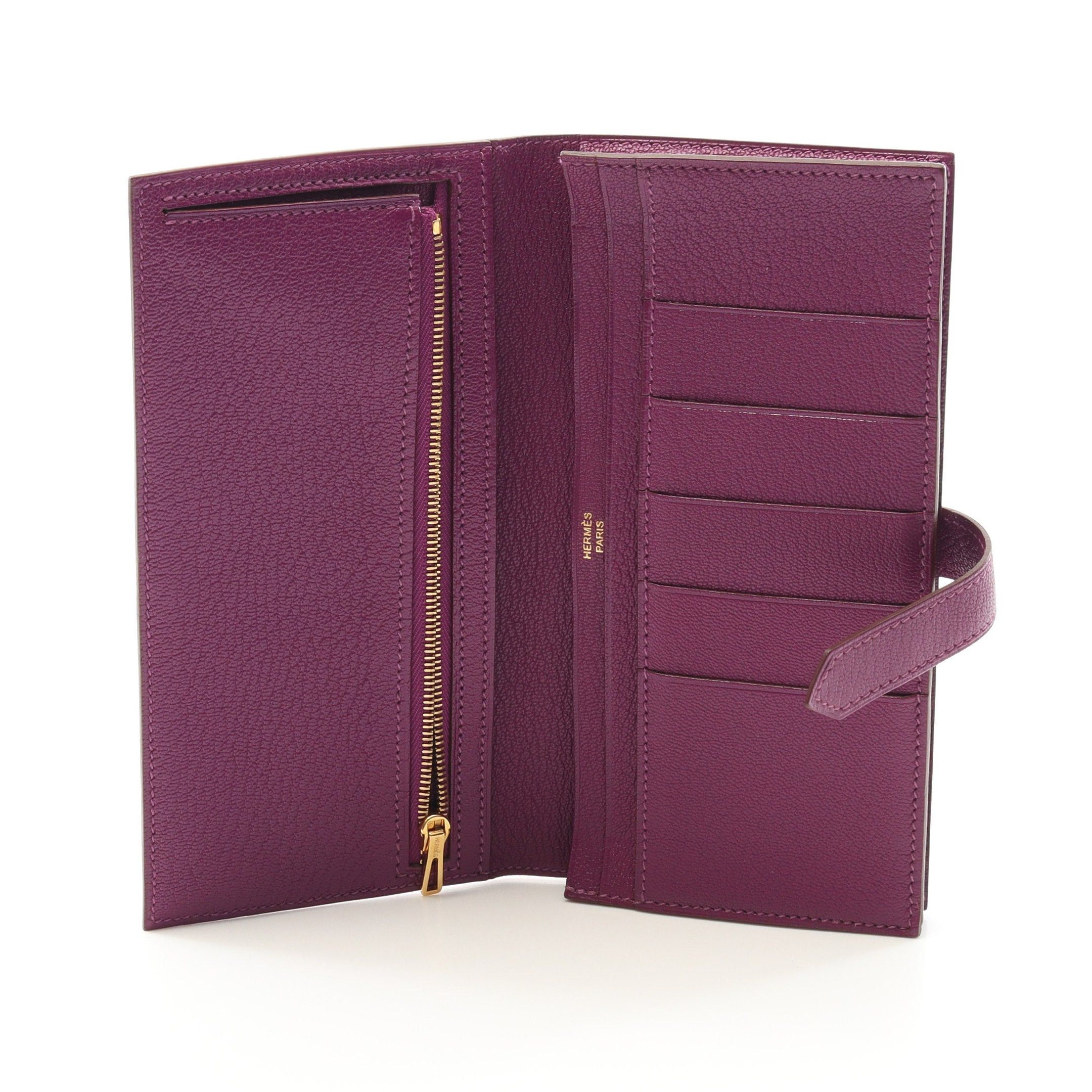 Hermes Hermes Bear Souffle Anemone Bi-Fold Long Wallet Chevre Purple Gold Hardware □ R Stamp Size ONE SIZE - 3 Thumbnail