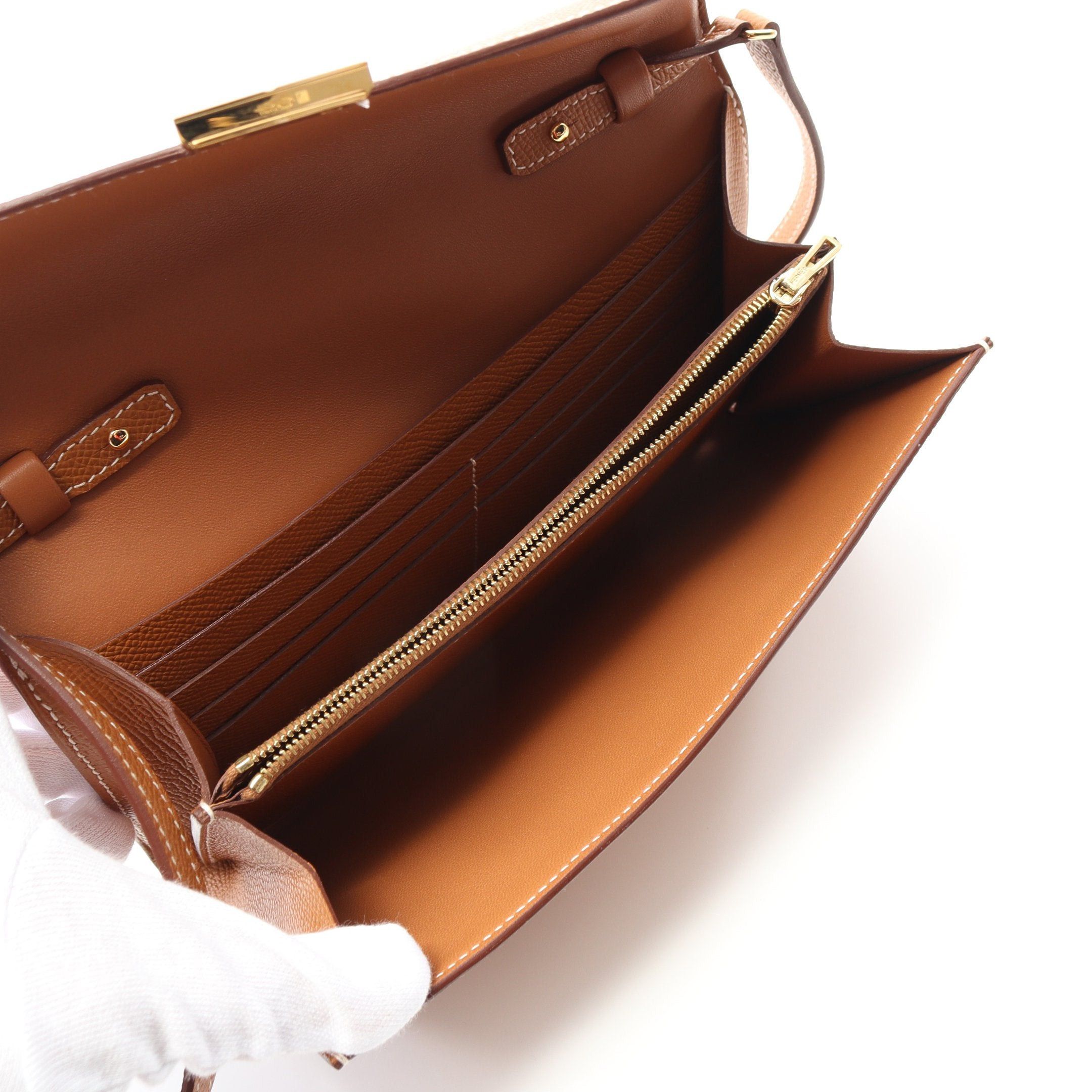 Hermes Hermes Constance Long Too Go Gold Shoulder Wallet Veau Epsom Light Brown Hardware U Stamp Size ONE SIZE - 3 Thumbnail
