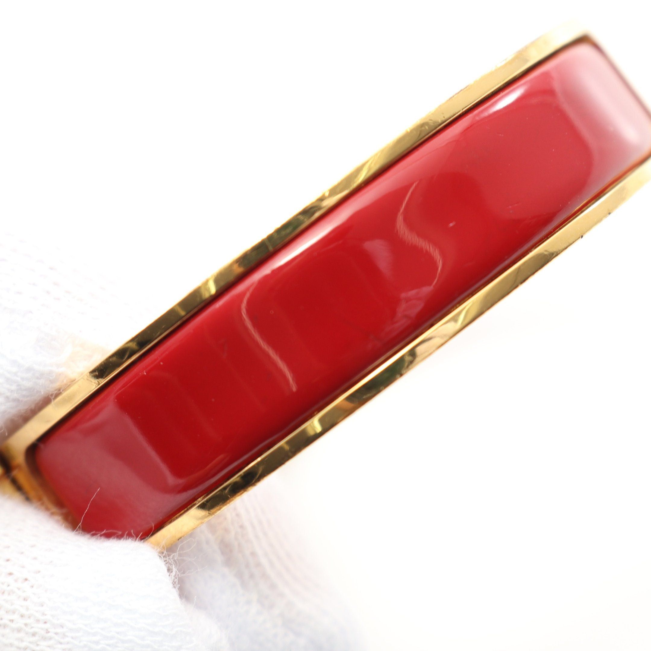 Hermes Hermes Click Crack Pm Bangle Gp Enamel Gold Burgundy Size ONE SIZE - 9 Thumbnail