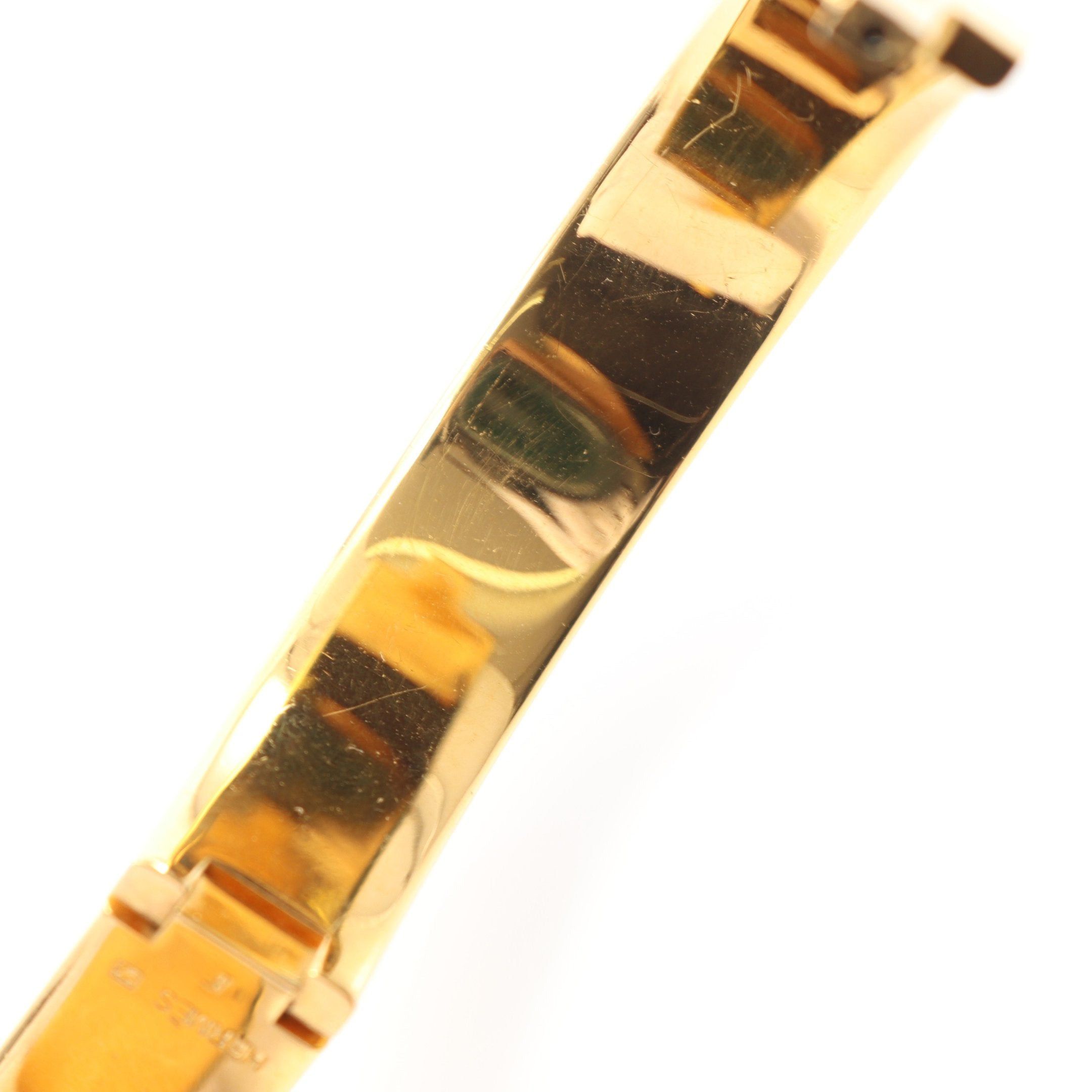 Hermes Hermes Click Crack Pm Bangle Gp Enamel Gold Burgundy Size ONE SIZE - 7 Thumbnail