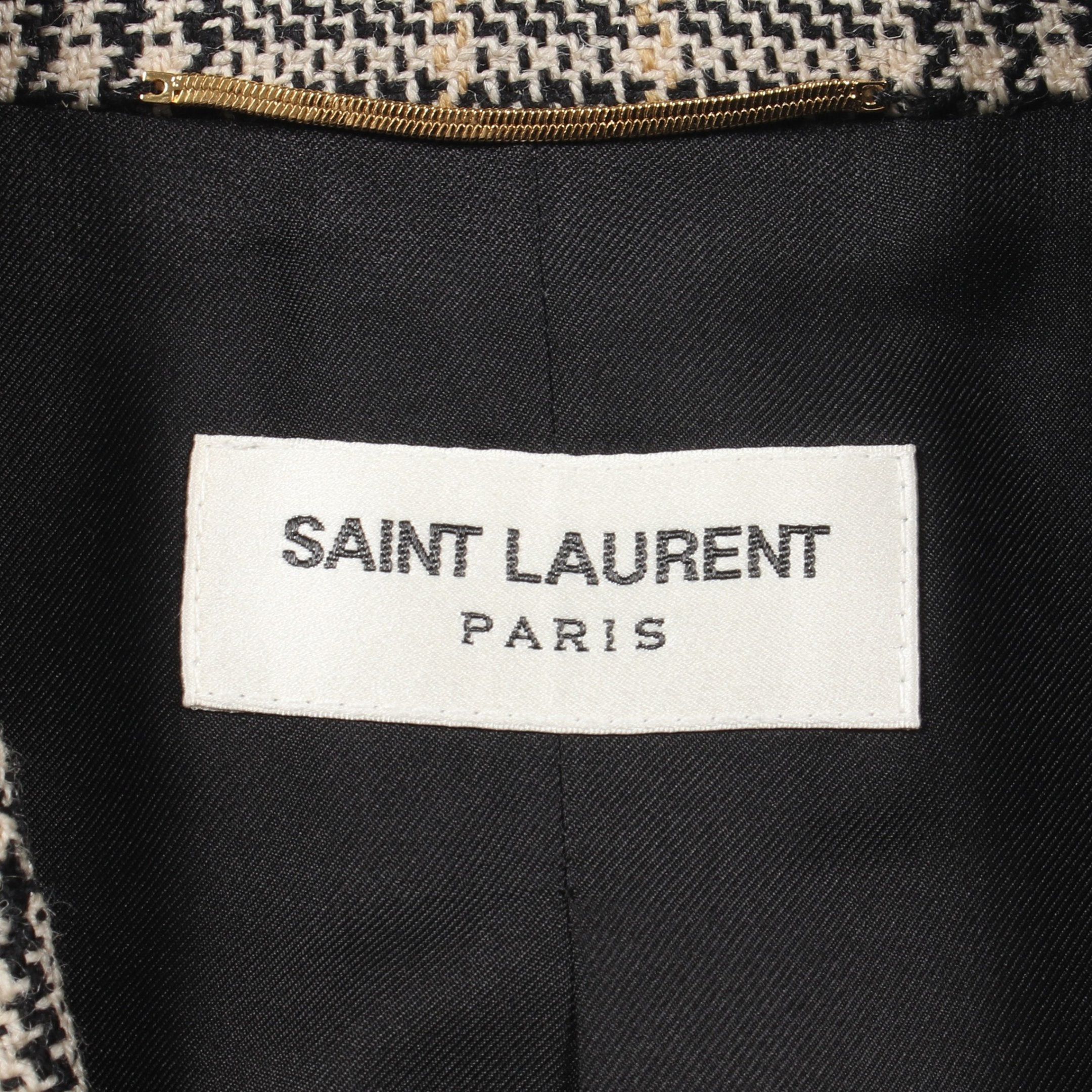 Yves Saint Laurent Yves Saint Laurent Tailored Jacket Check Wool Beige Black Size ONE SIZE - 3 Thumbnail