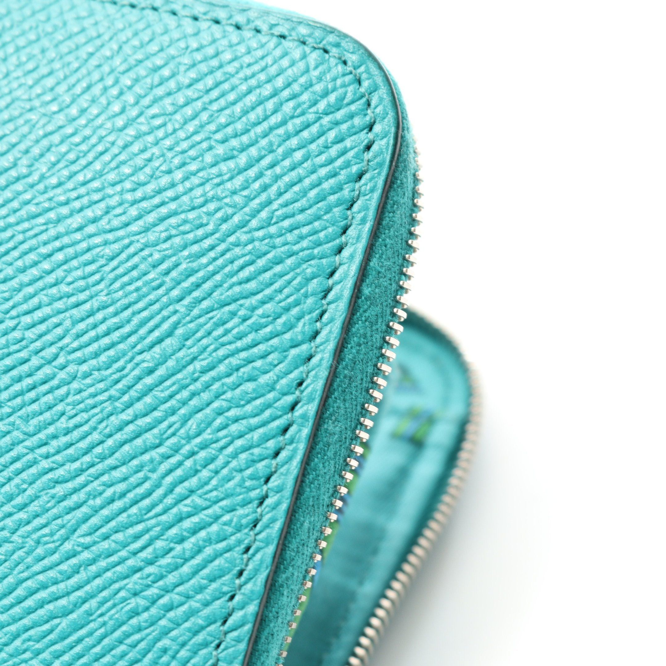 Hermes Hermes Azap Long Silk In Blue Paon Round Zipper Wallet Veau Epsom Emerald Green Silver Hardware X Stamp Size ONE SIZE - 12 Thumbnail