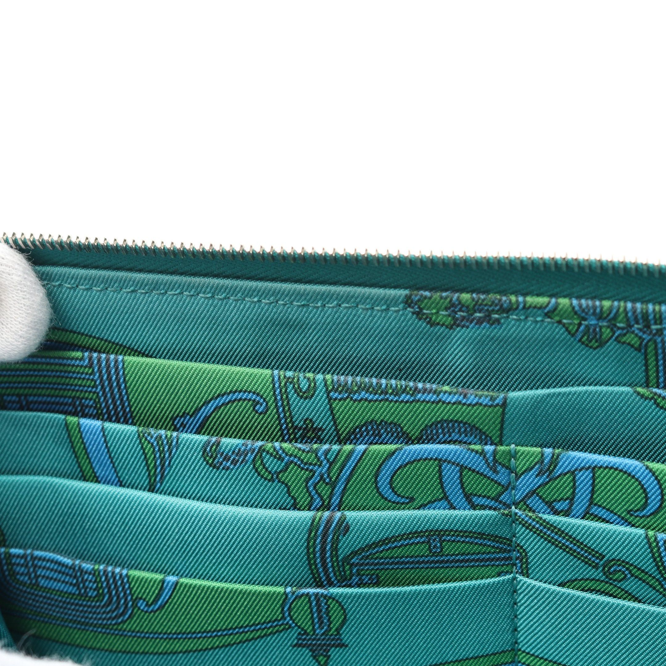 Hermes Hermes Azap Long Silk In Blue Paon Round Zipper Wallet Veau Epsom Emerald Green Silver Hardware X Stamp Size ONE SIZE - 8 Thumbnail