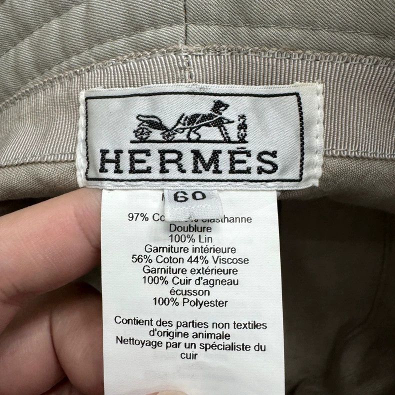 Hermes Hermes Logo Print Linen Bucket Hat-yf Size ONE SIZE - 5 Thumbnail